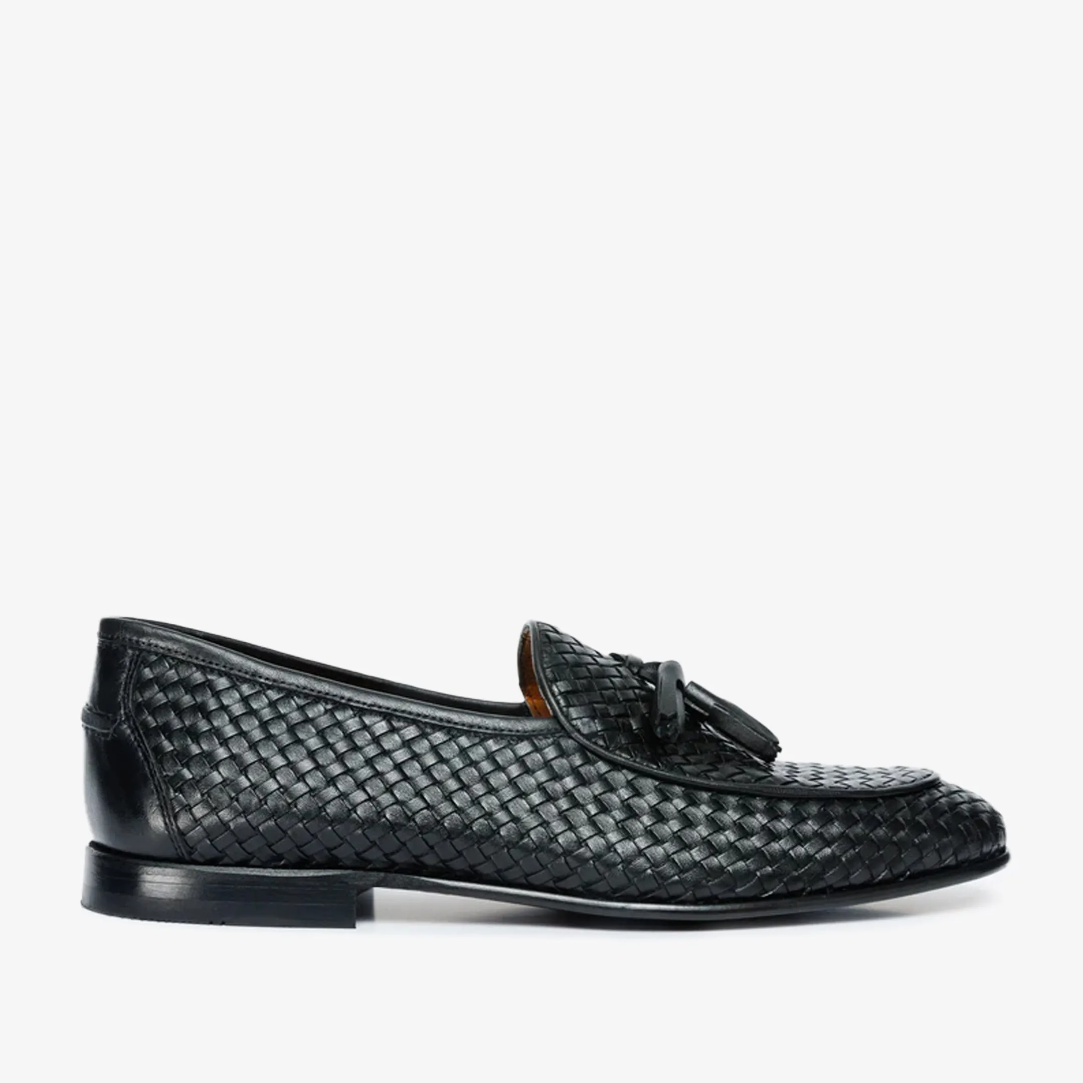 Pair Quick The Mclean Shoe Black Leather Woven Tassel Loafer Men  Shoe