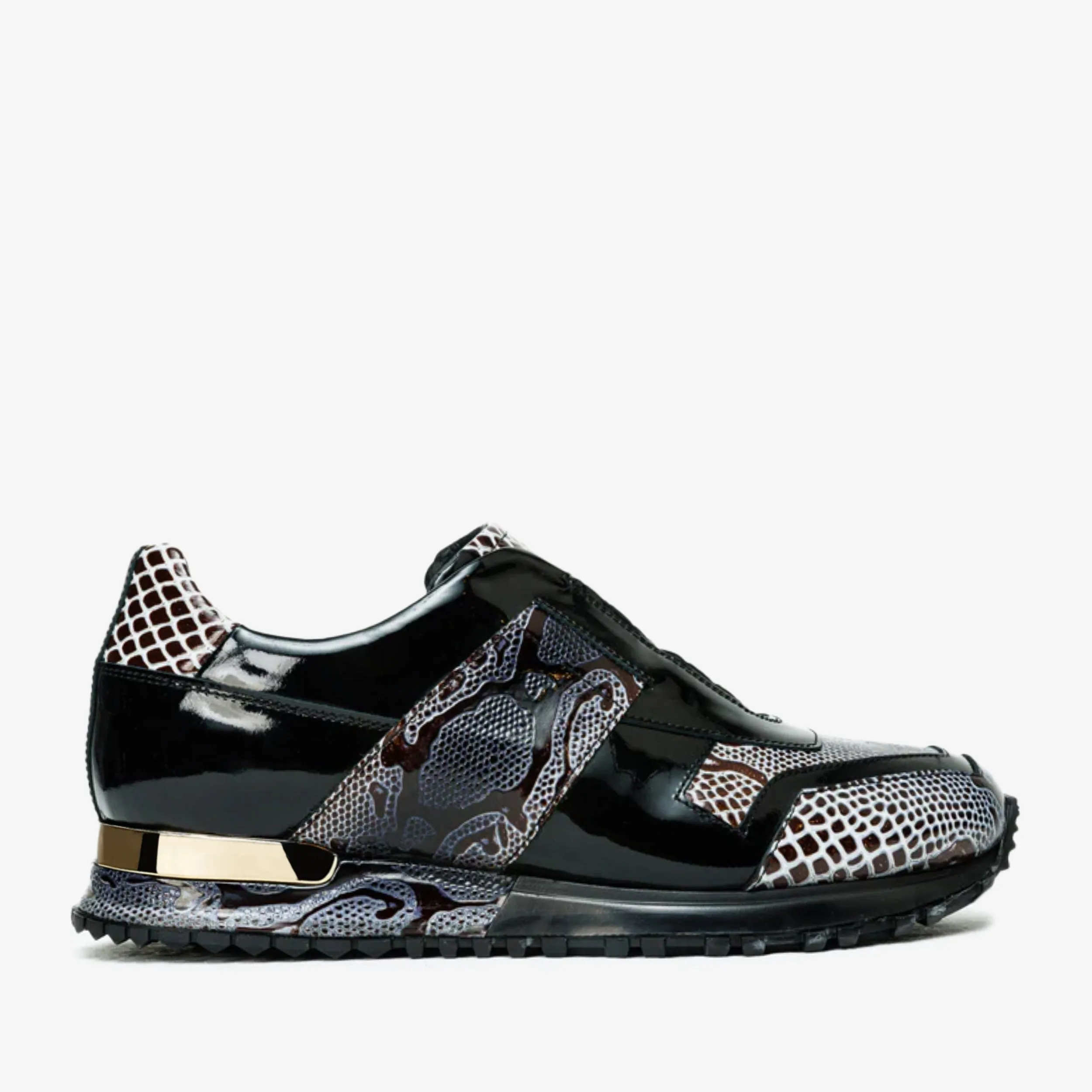 The Milano Snk Black & White Leather Men Sneaker Gloss Finish Wardrobe Base