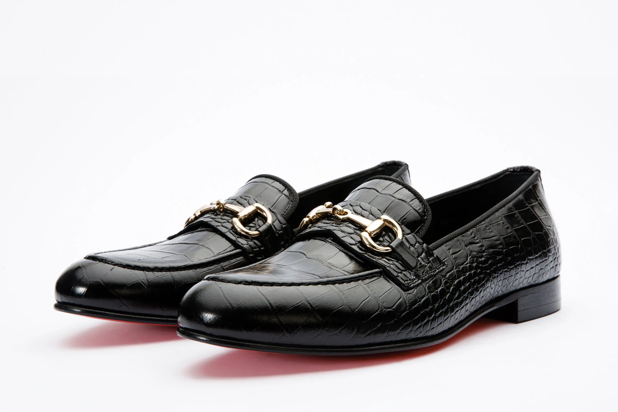 The Monaco Black Leather Men Shoe Bit Loafer Track-Ready