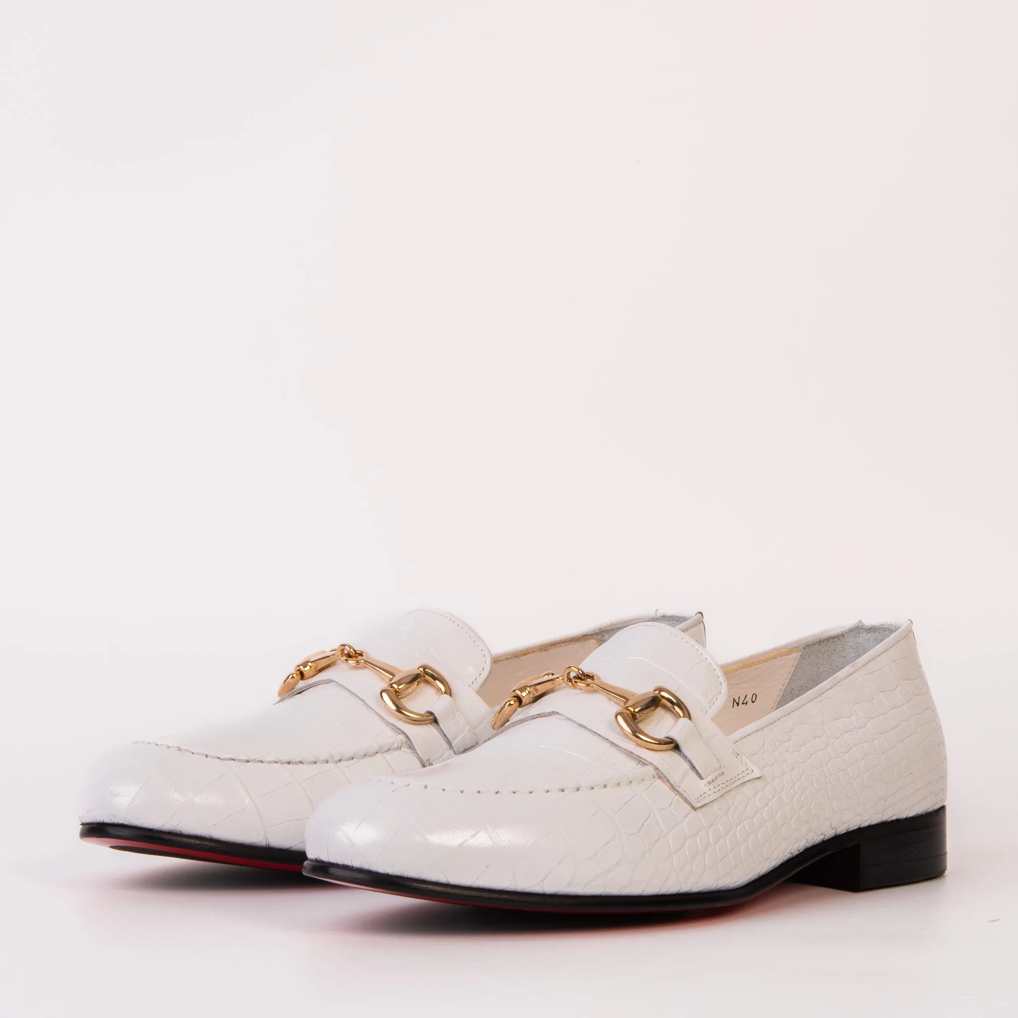 The Monaco White Leather Men Shoe Bit Loafer Padded