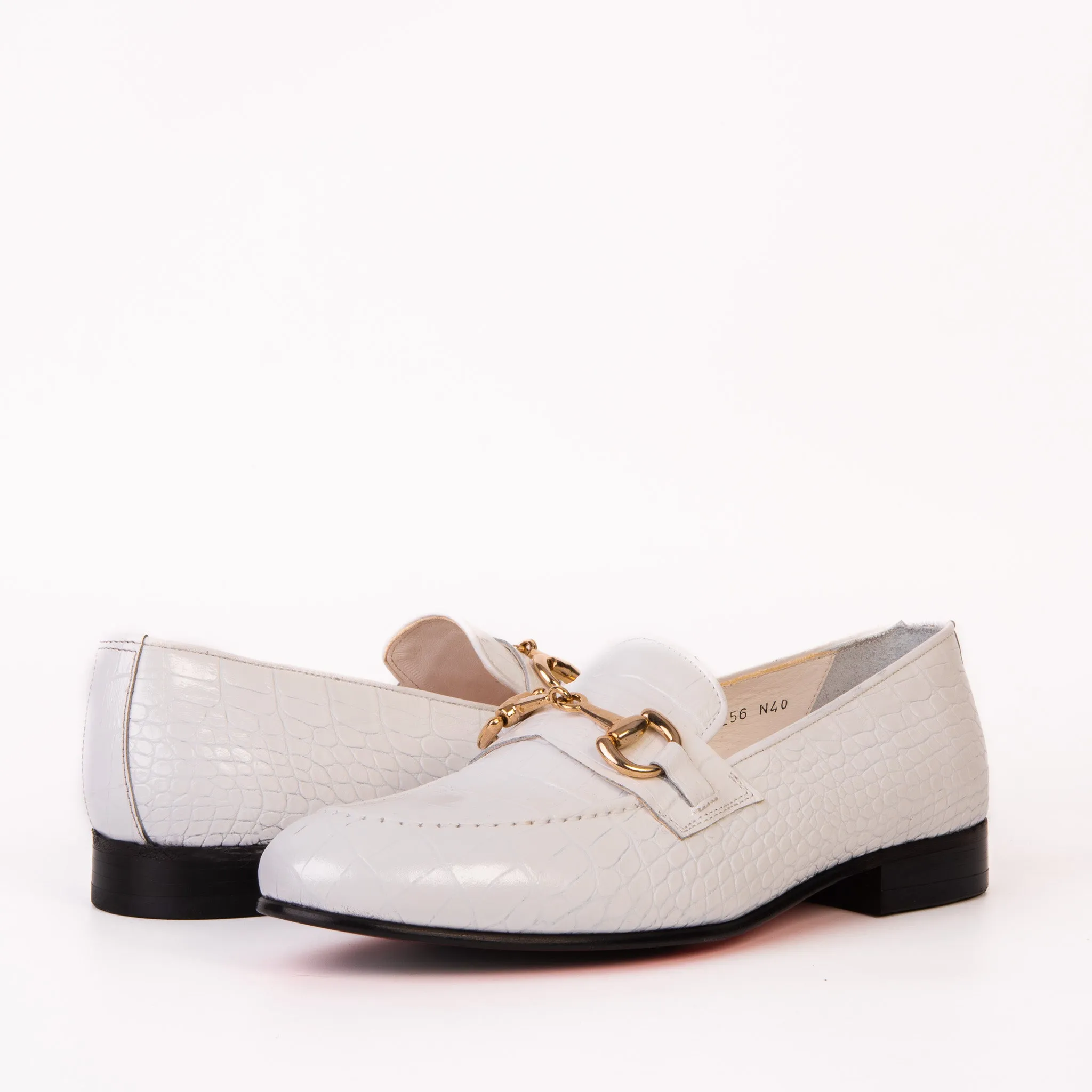 The Monaco White Leather Men Shoe Bit Loafer Padded