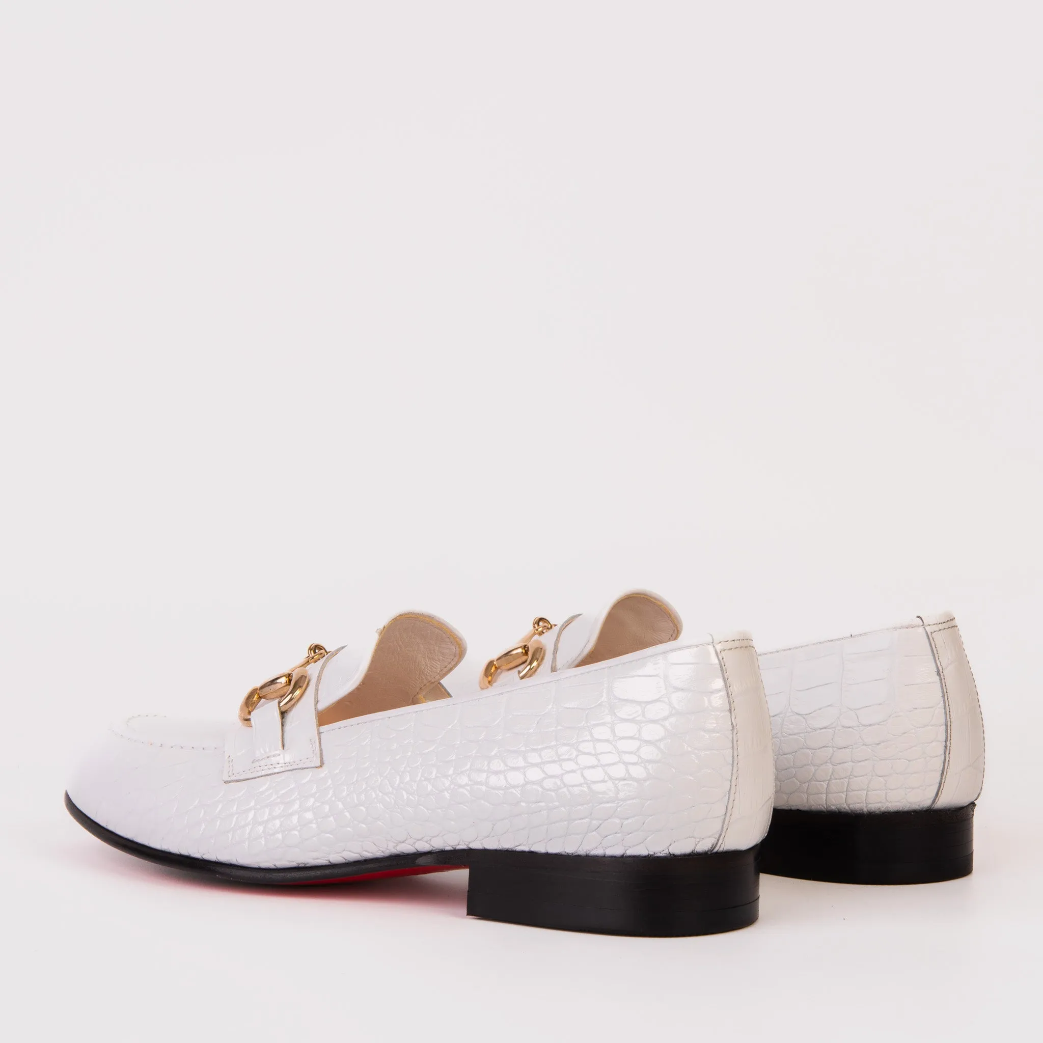 The Monaco White Leather Men Shoe Bit Loafer Padded
