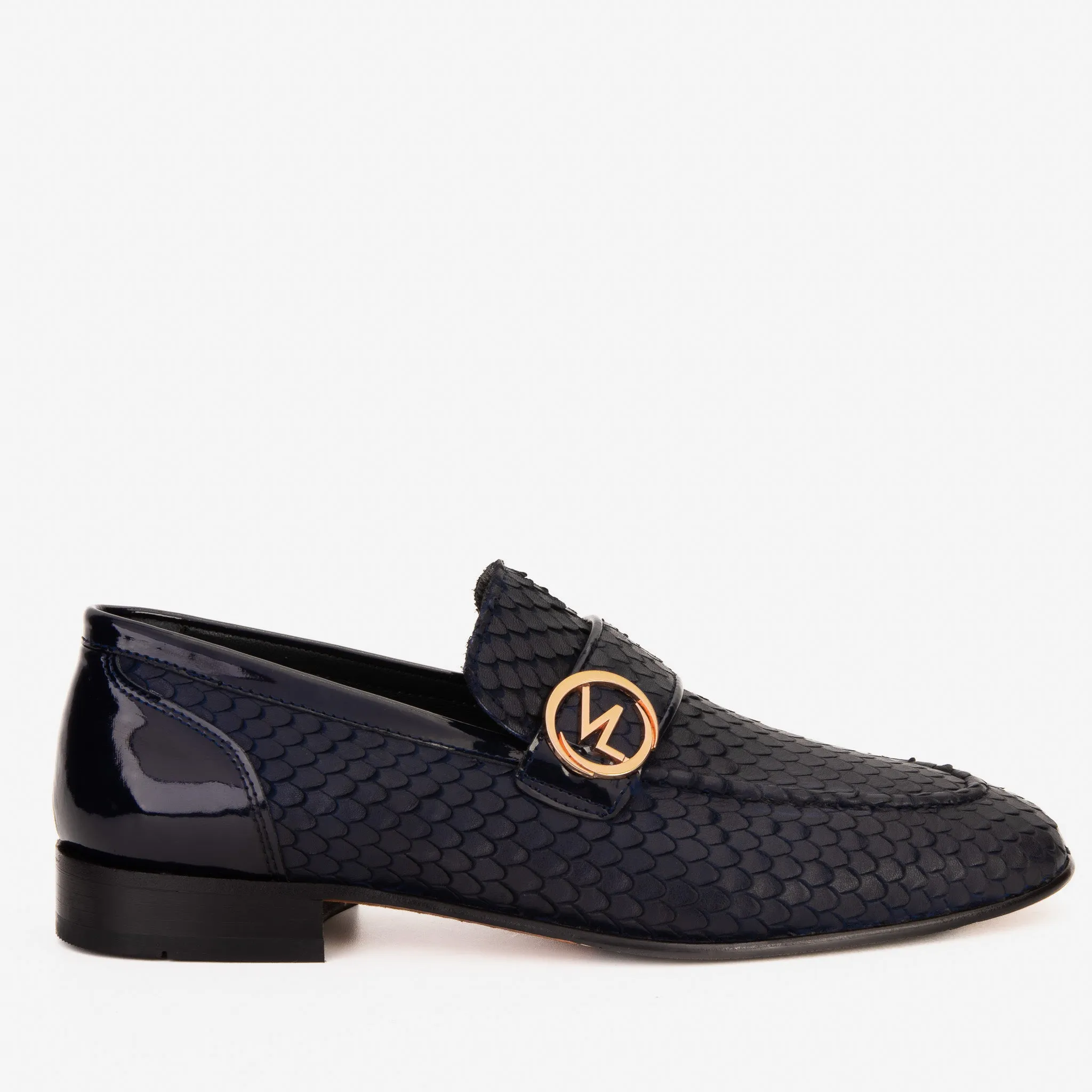 Good Traction Italian Glam The Monarch Navy Blue Leather Men Dress Shoe