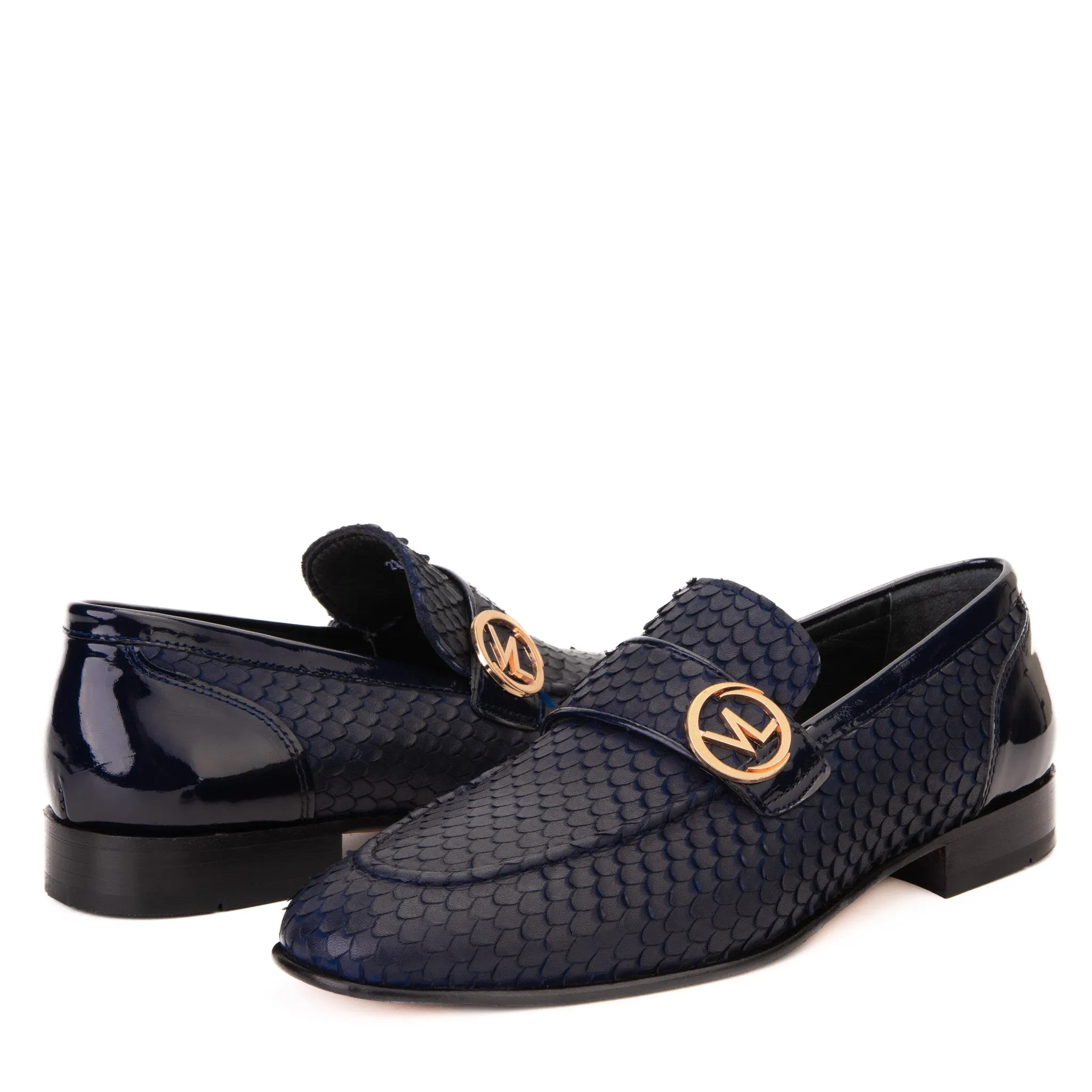 The Monarch Navy Blue Leather Men Dress Shoe Agile-Step