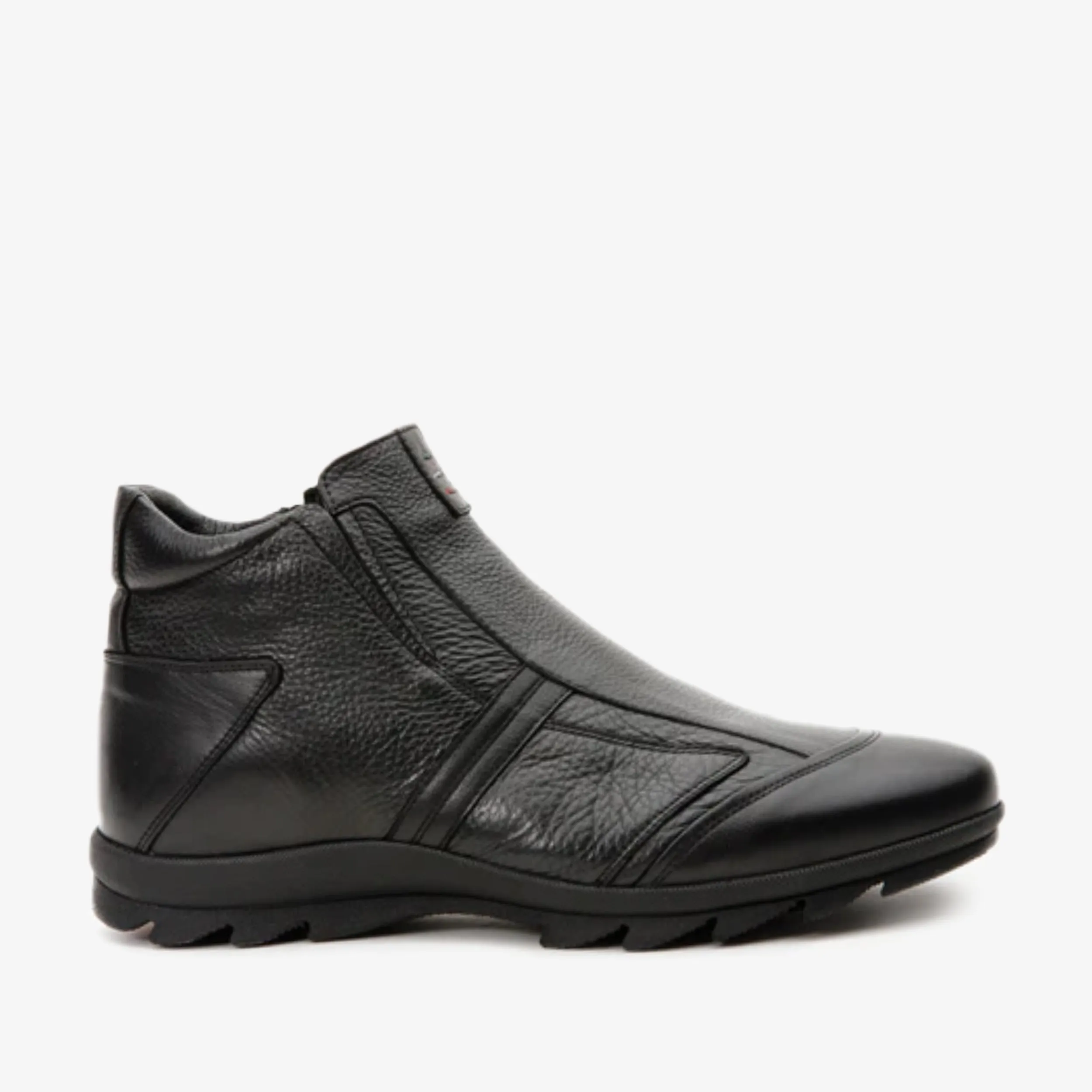 Short Trip Curve Hug The Montreal Black Leather Casual Zip-Up Ankle Men Boot