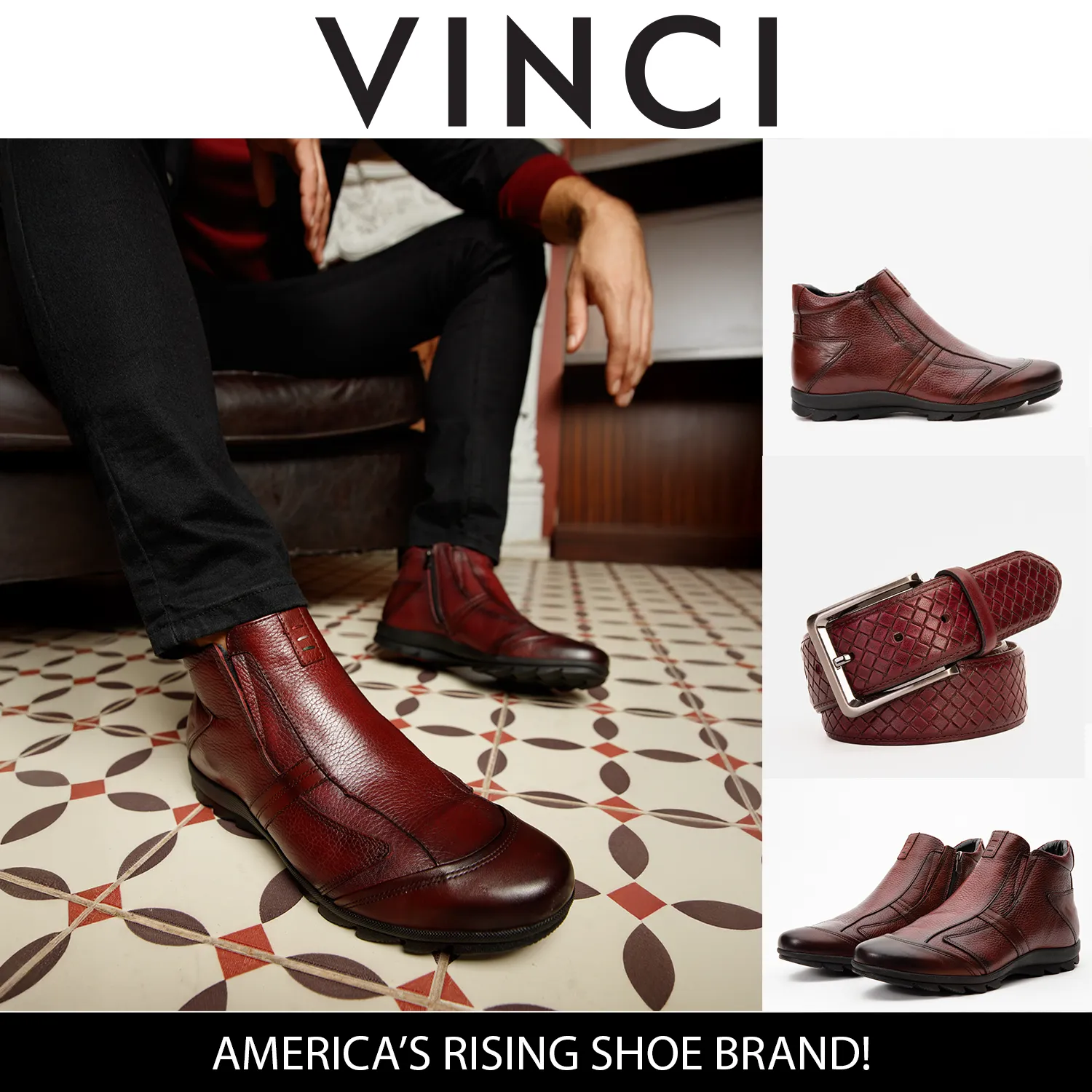 The Montreal Burgundy Leather Casual Zip-Up Ankle Men Boot Transparent-Core