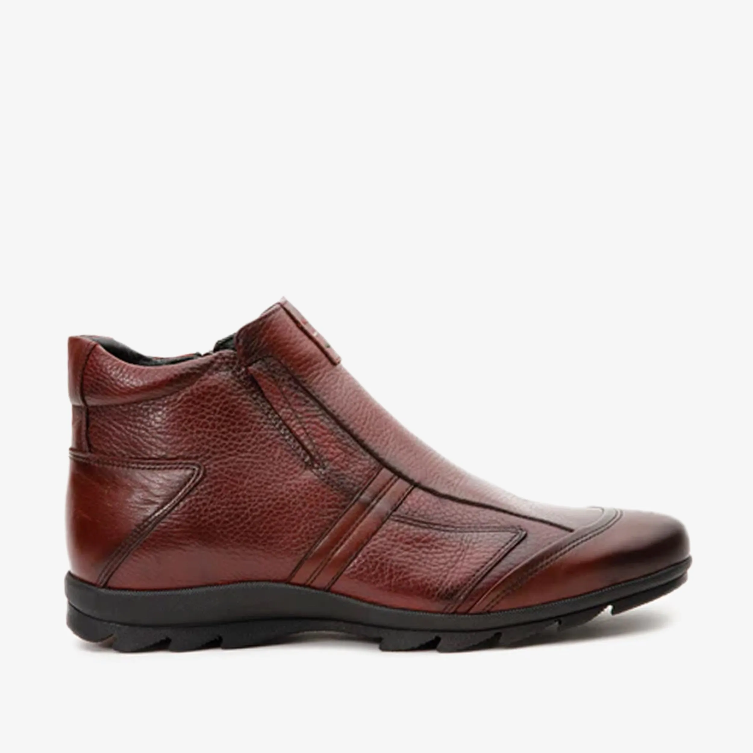 Leg Slim Quick Fit The Montreal Burgundy Leather Casual Zip-Up Ankle Men Boot