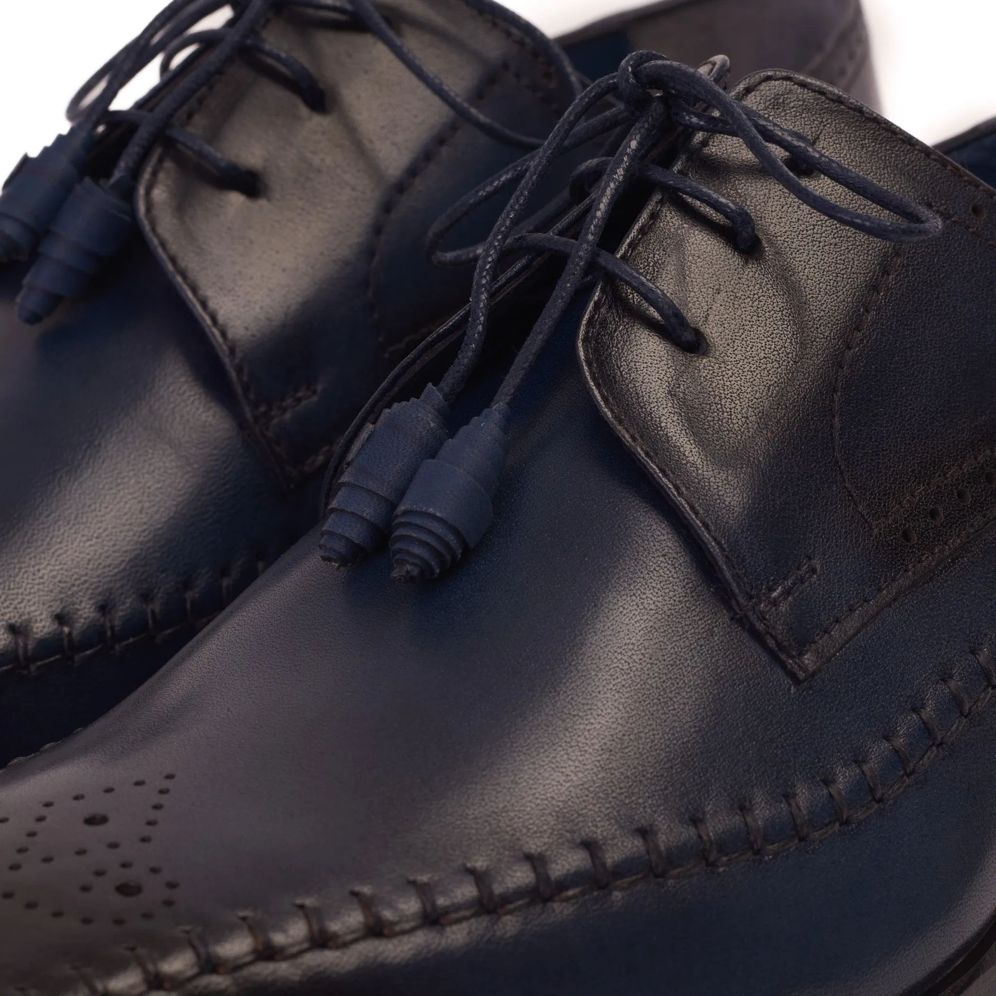 The Moon Navy Blue Leather Derby Men  Shoe Studio