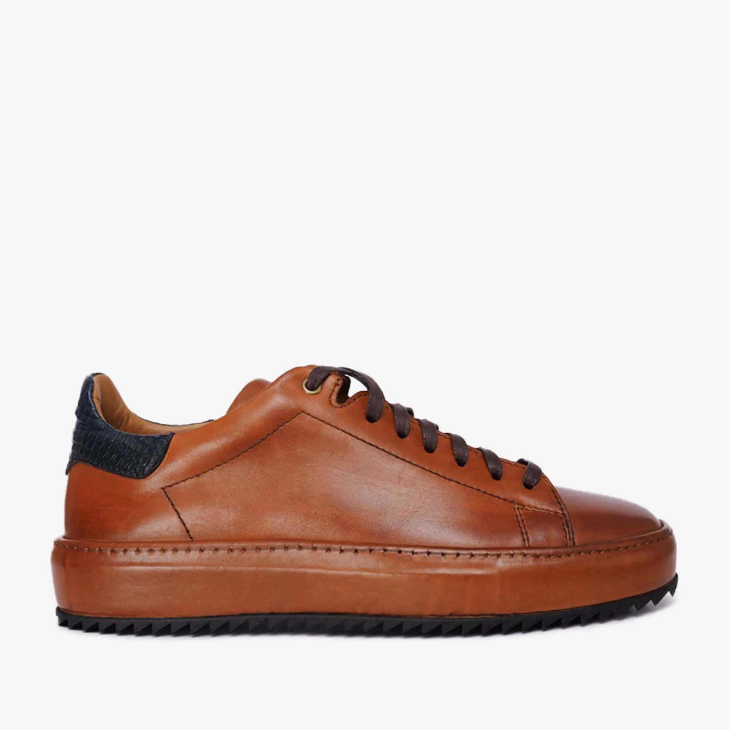 The Noble Tan Leather Men Sneaker Canvas-Upper
