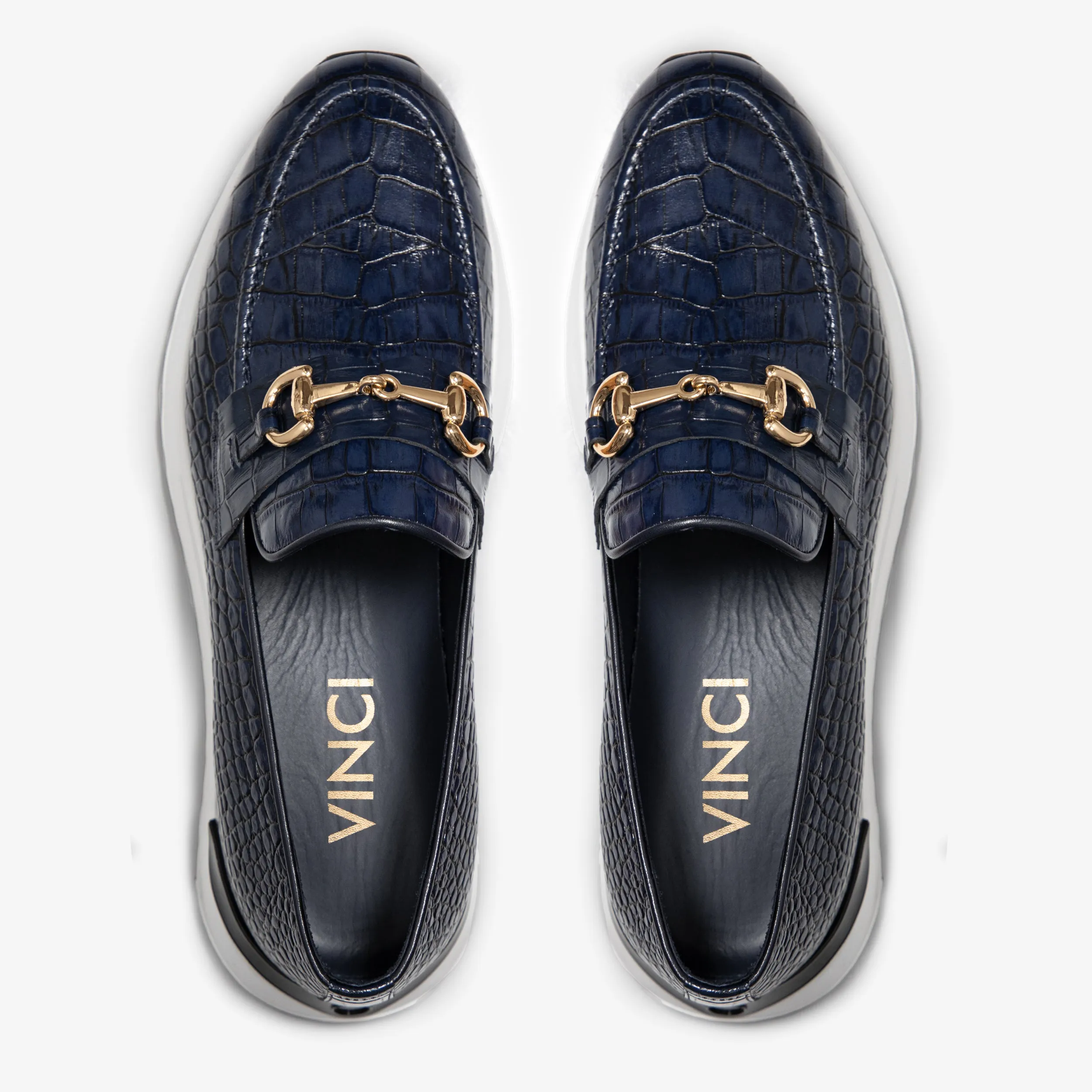 The Padova Navy Blue Leather Men Sneaker Pattern-Print