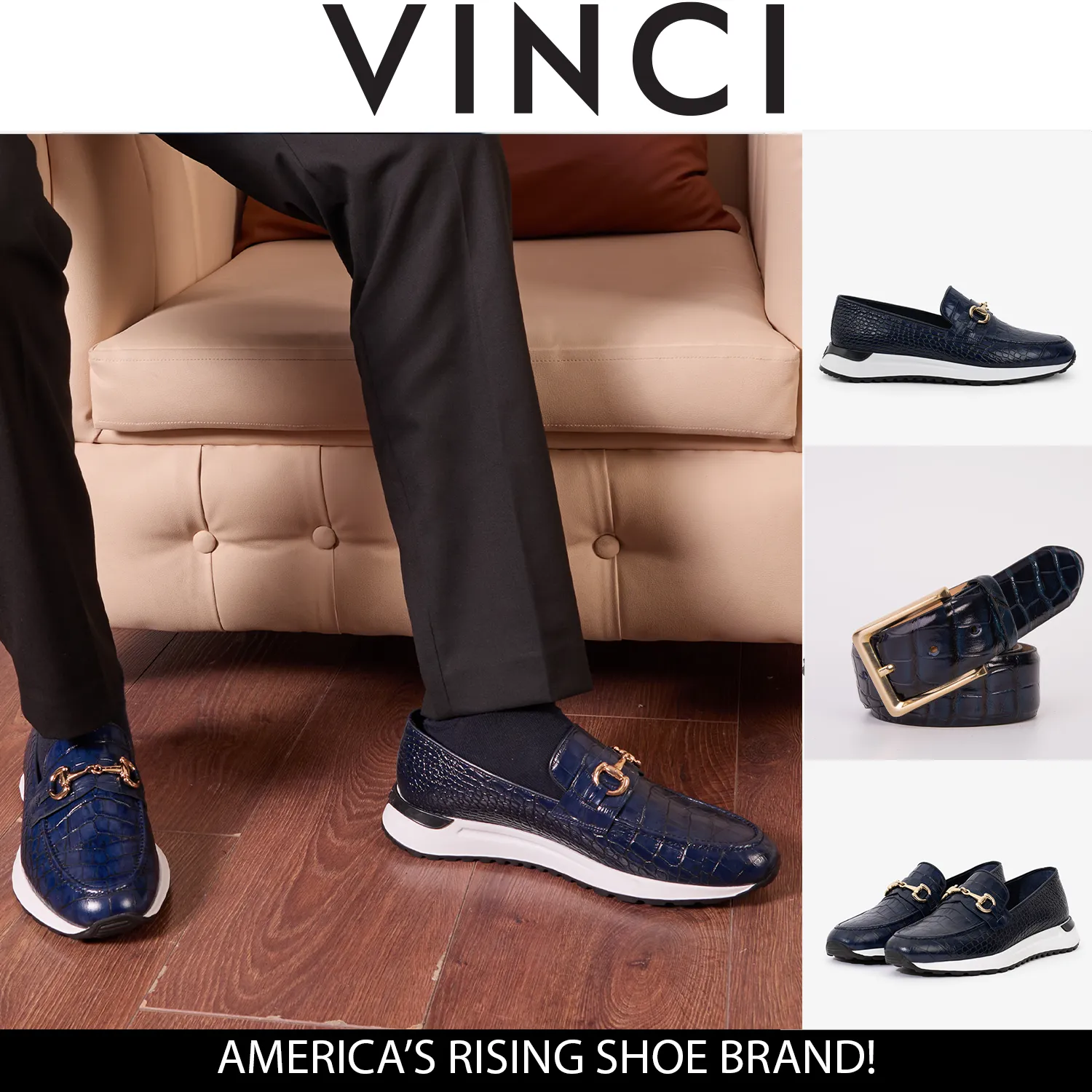 The Padova Navy Blue Leather Men Sneaker Pattern-Print