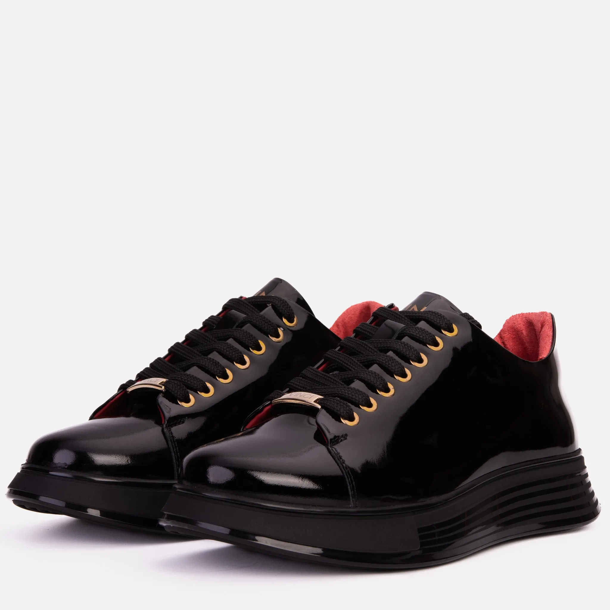 The Peklin Patent Black Leather Men Sneaker Stability-Zone