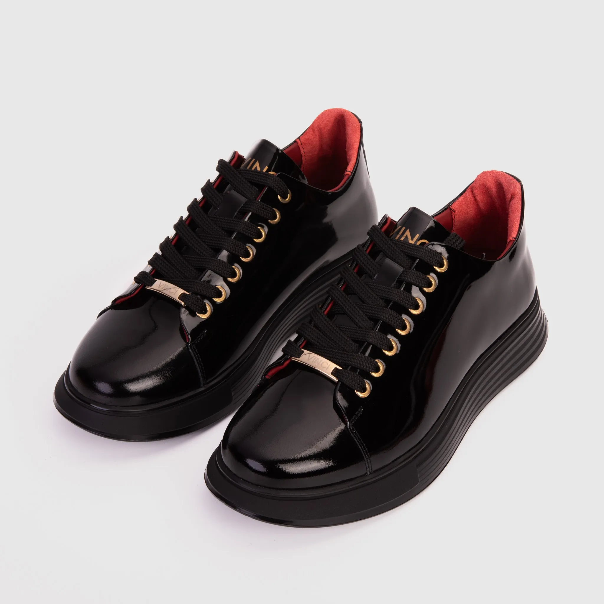 The Peklin Patent Black Leather Men Sneaker Stability-Zone