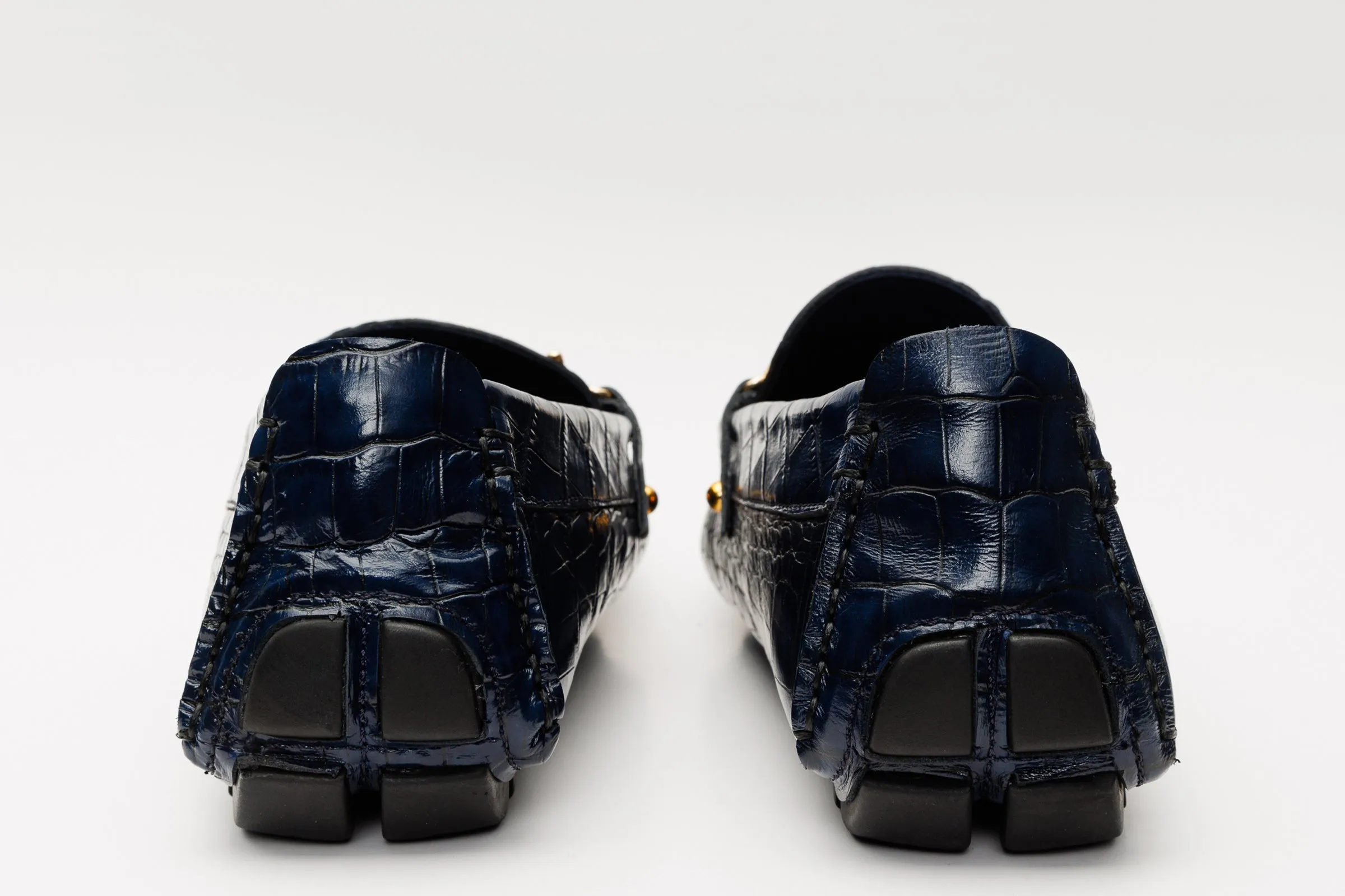 The Pisa Navy Blue Leather Bit Drive Loafer Men Shoe Sturdy materials
