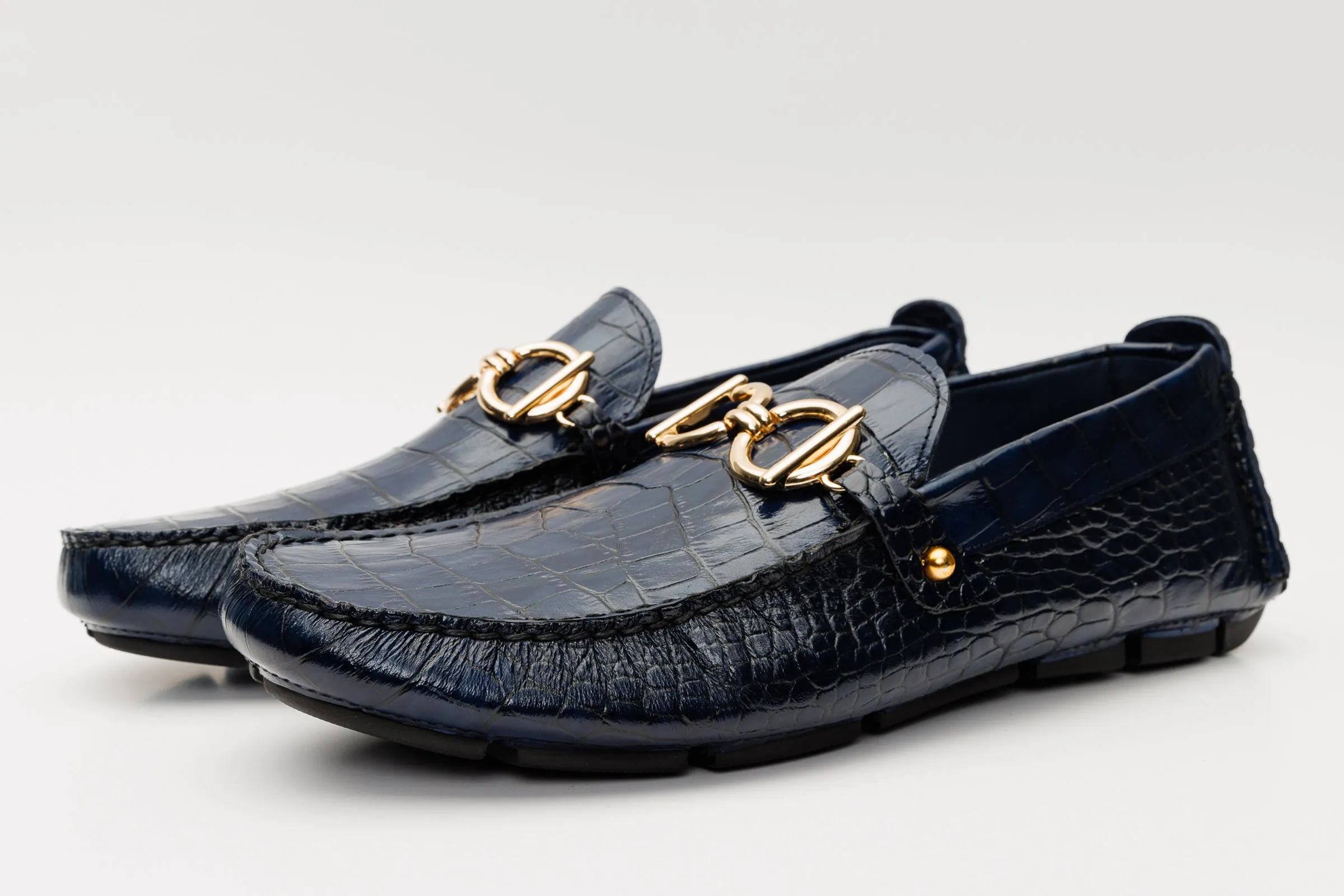 The Pisa Navy Blue Leather Bit Drive Loafer Men Shoe Sturdy materials
