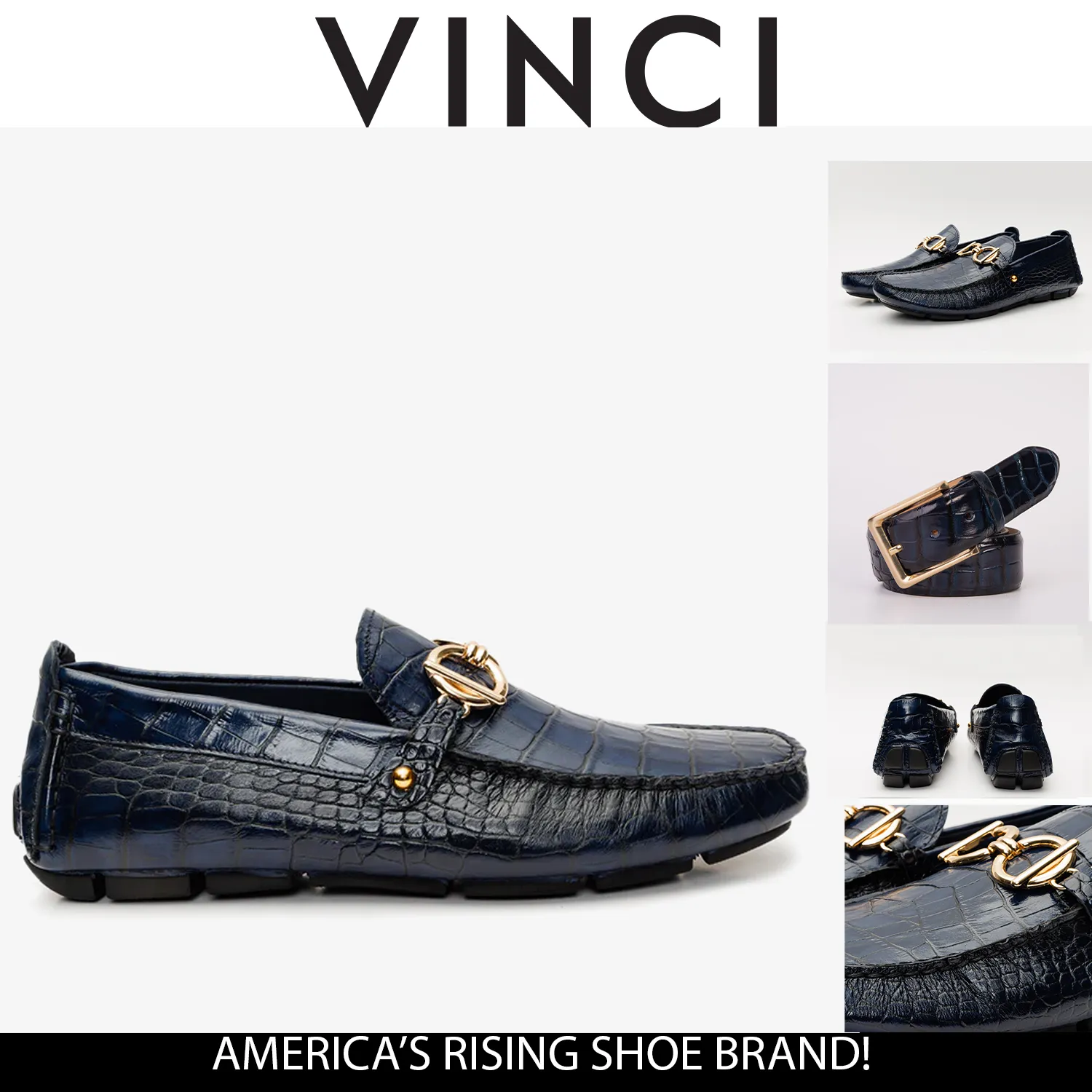 The Pisa Navy Blue Leather Bit Drive Loafer Men Shoe Sturdy materials