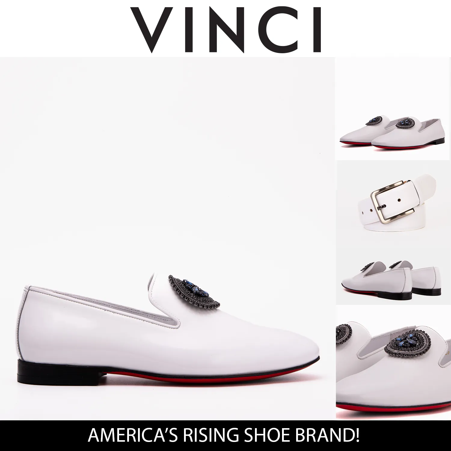 The Pombe White Patent Leather Dress Slip-on Loafer Men Shoe Recycled-Material