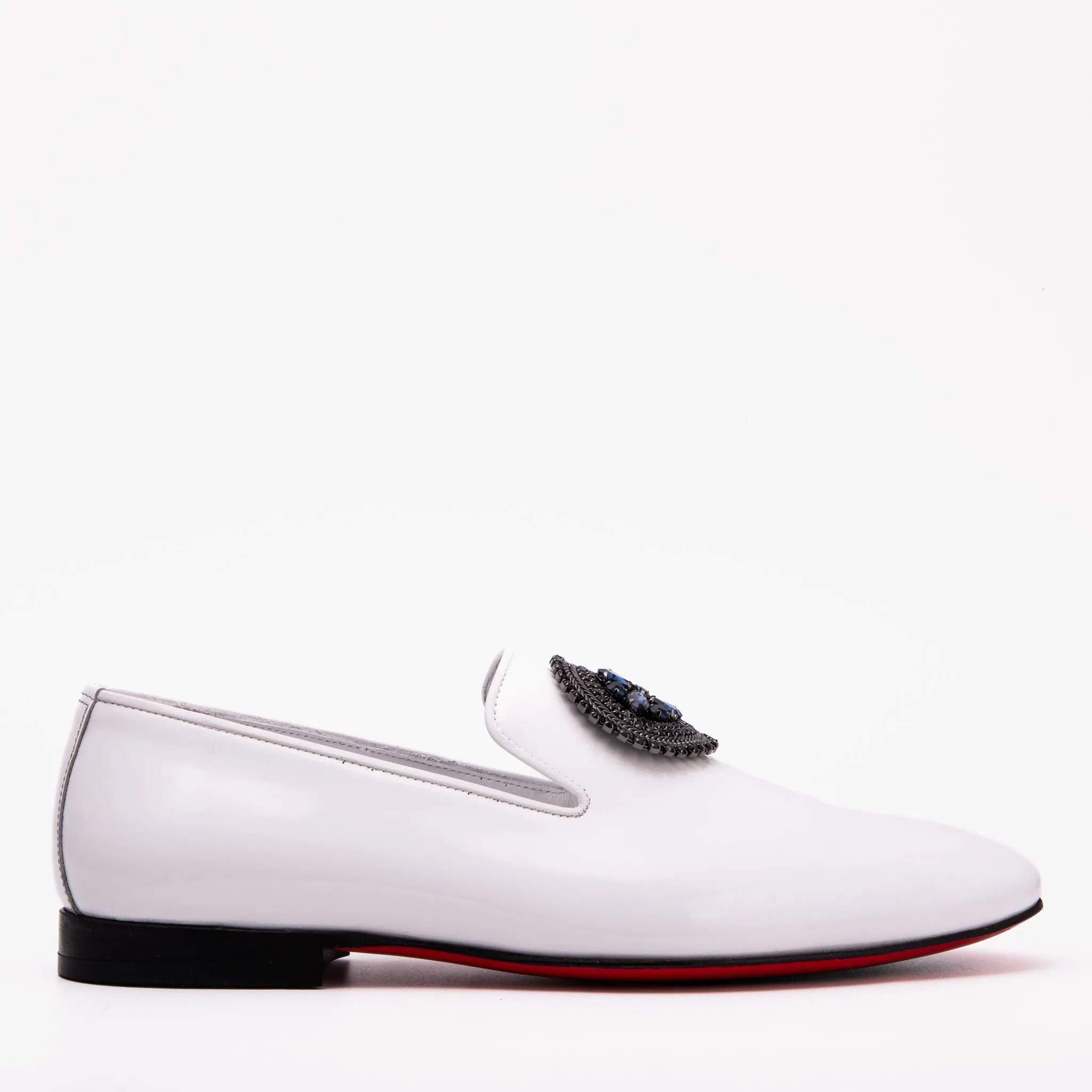 Energy Boost Garden Walk The Pombe White Patent Leather Dress Slip-on Loafer Men Shoe