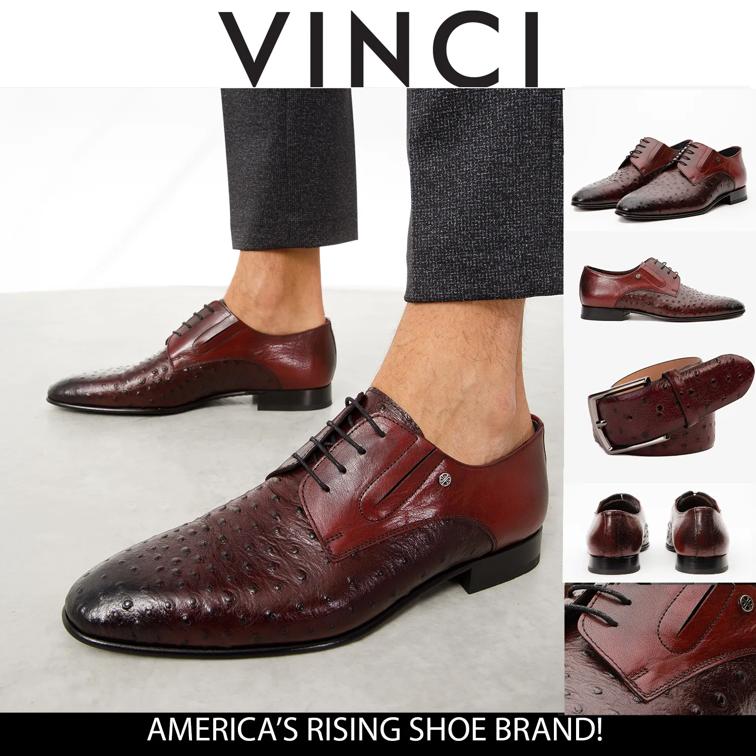 The Porto Alegre Burgundy Leather Derby Men Shoe Soft Lining