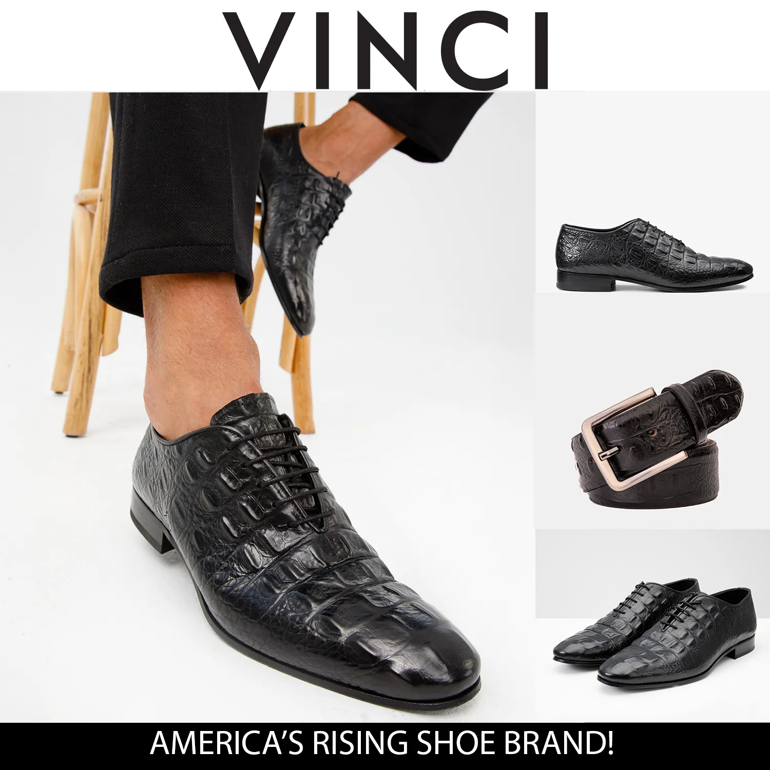 The Randor Black Crocodile Leather Oxford Men Shoe Trail