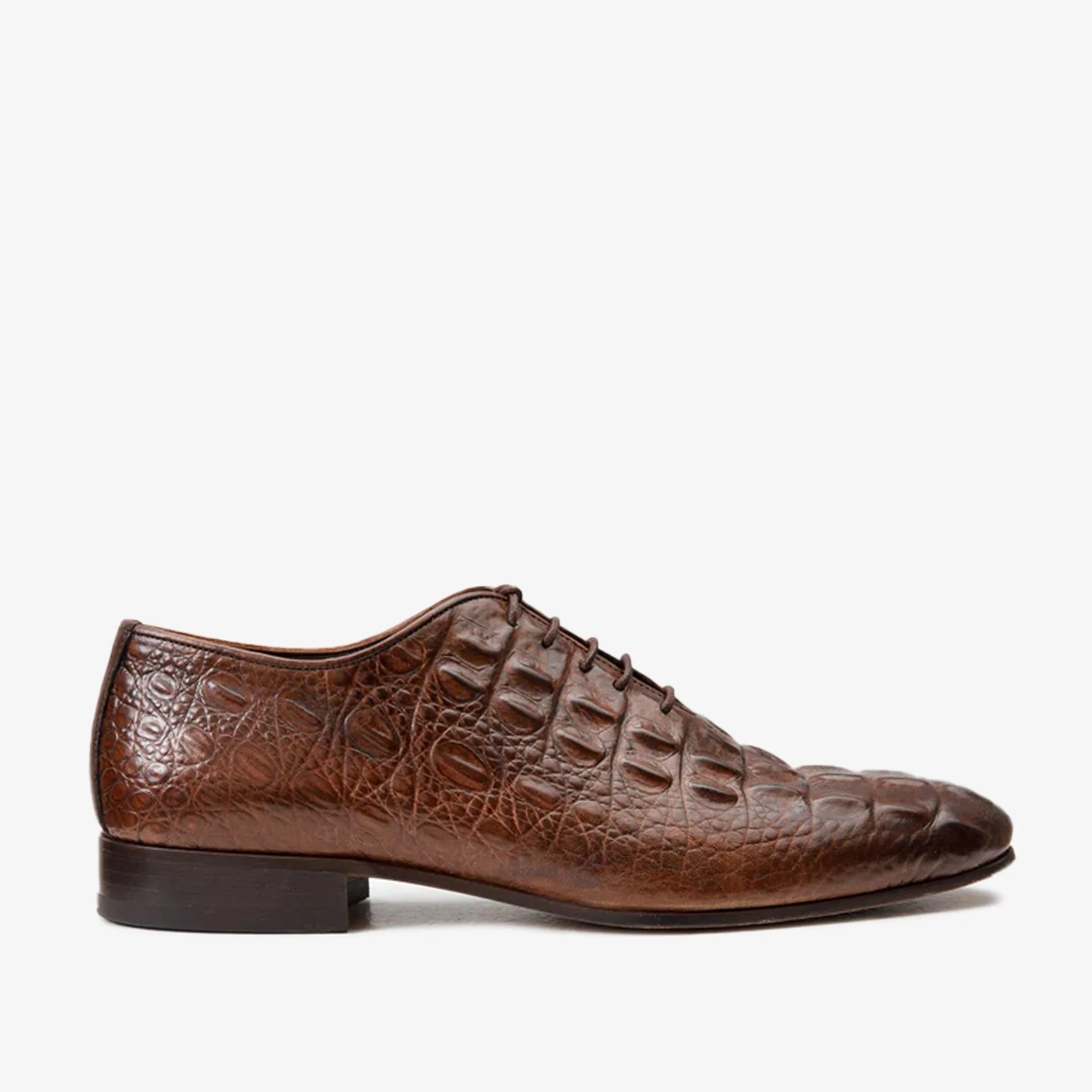 Light Run The Randor Brown Crocodile Leather Oxford Men Shoe