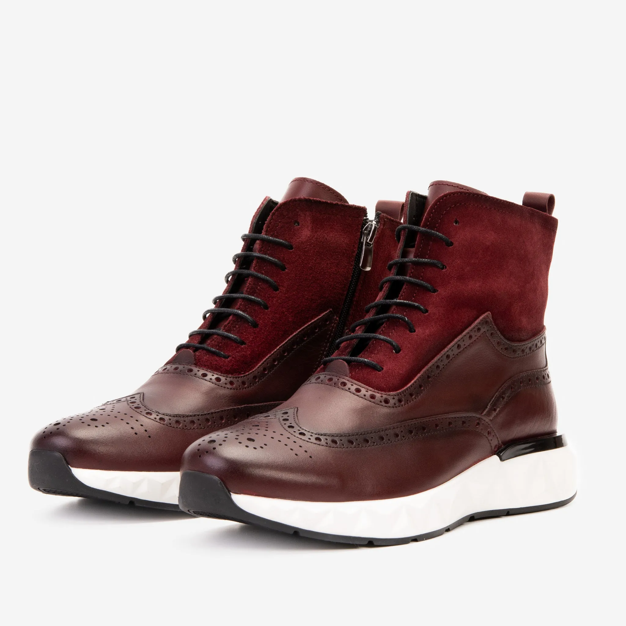 The Regent Burgundy Leather Wingtip Brogue Men Casual Boot Haute-Core