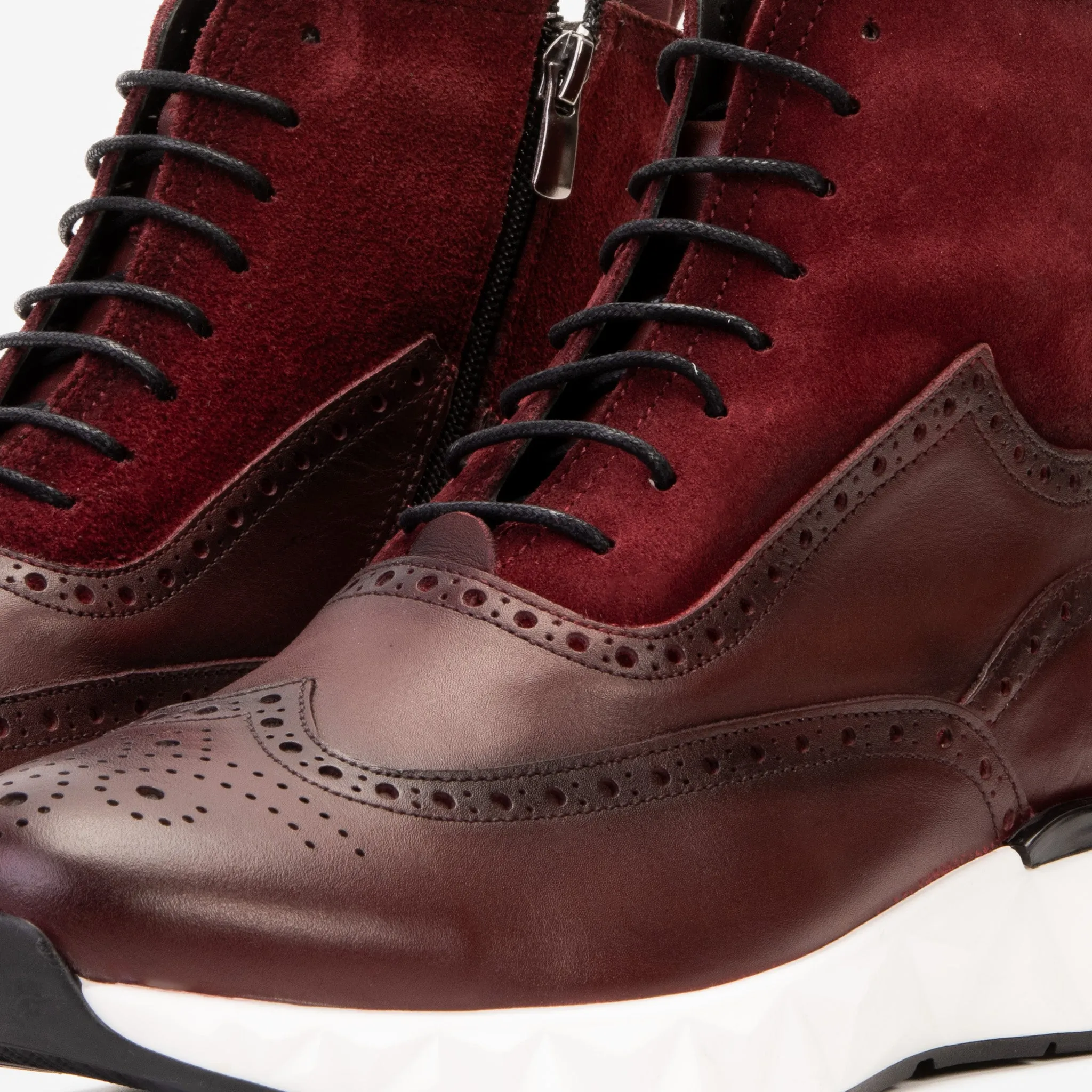 The Regent Burgundy Leather Wingtip Brogue Men Casual Boot Haute-Core