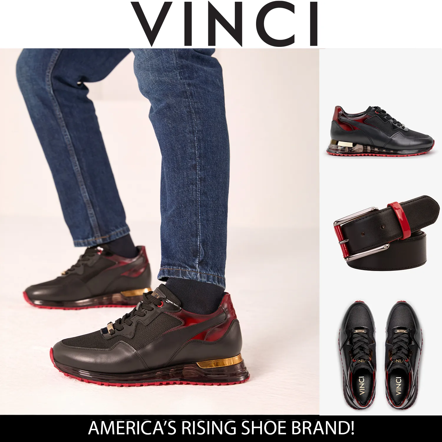 The Rialto Black & Red Patent Leather Men Sneaker Dressy
