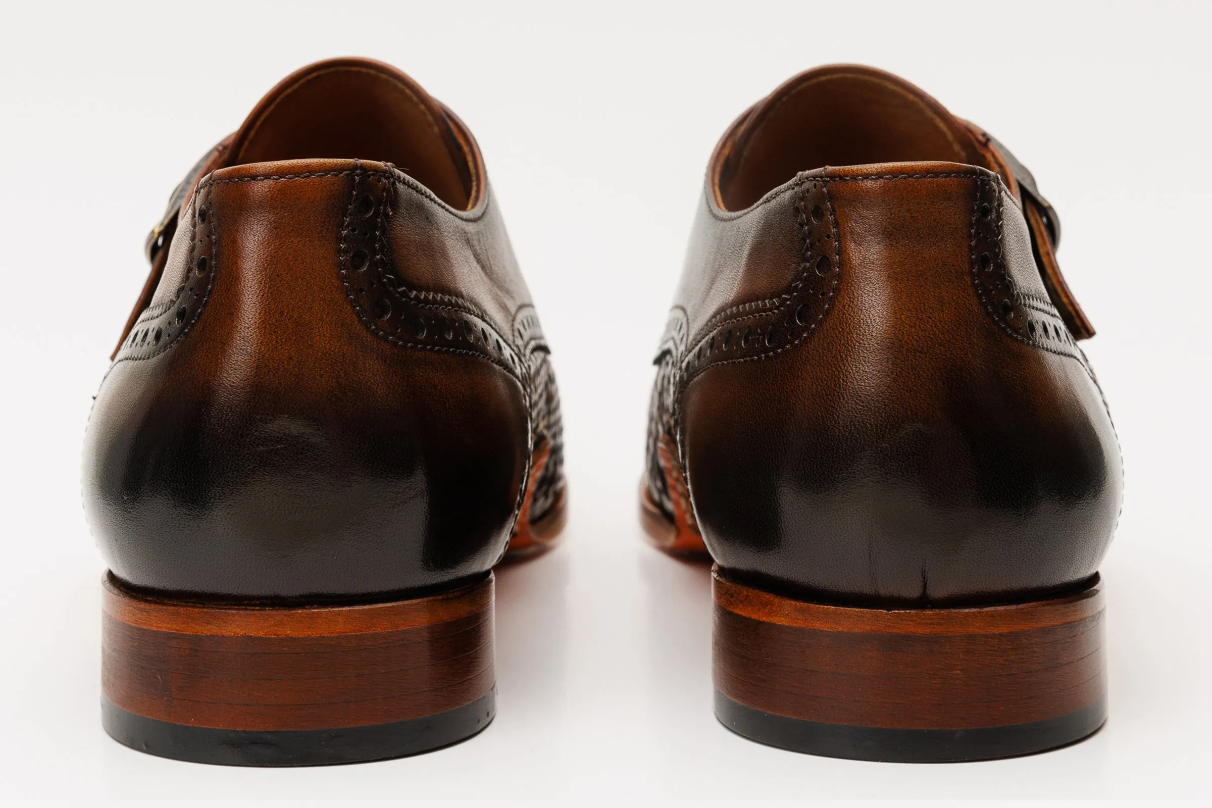 The Rolls  Woven Tan Leather Single Monk Strap  Handmade Men Shoe Comfort Grip