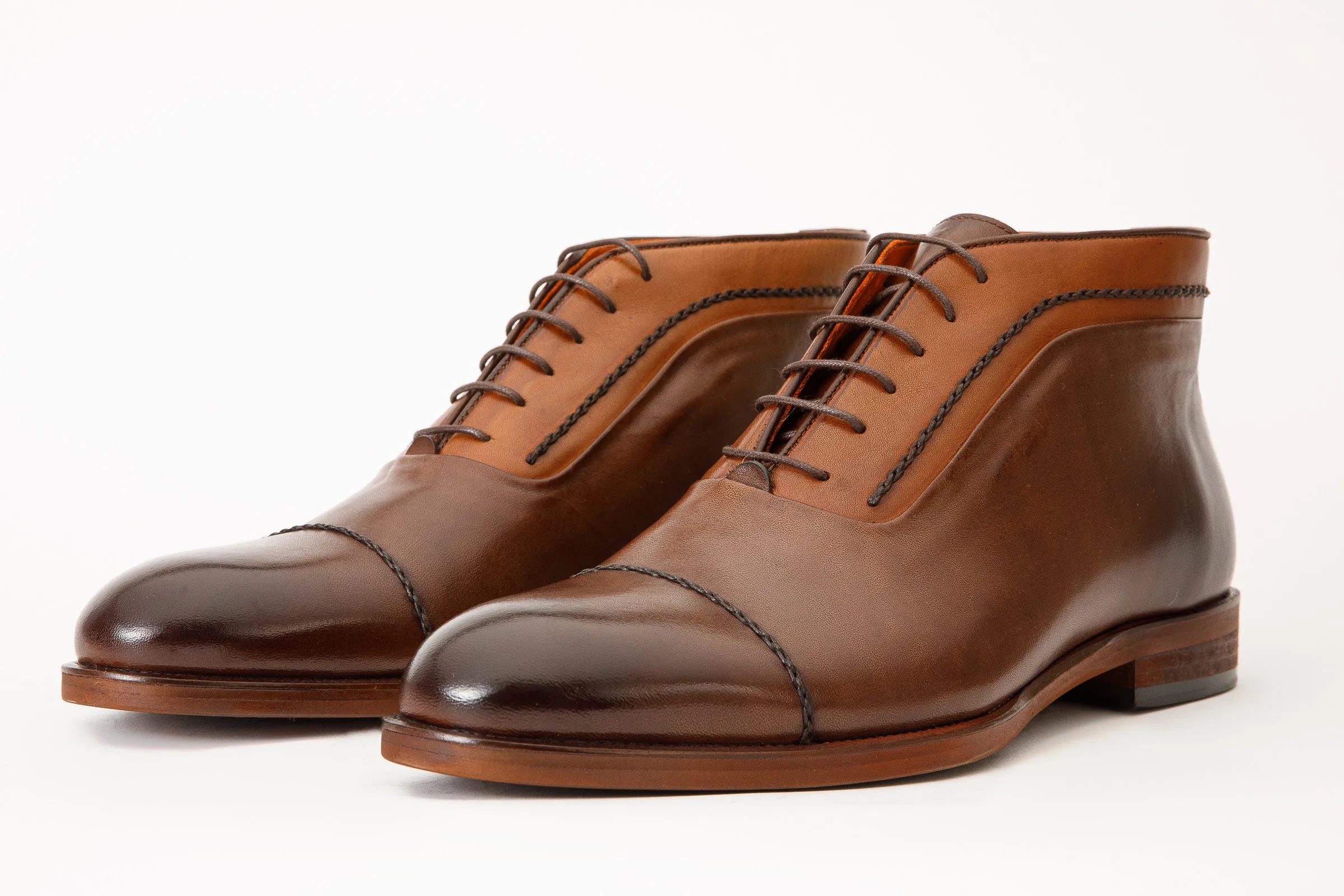 The Rome Tan Leather Oxford Cap-Toe Men Boot Camp-Lock