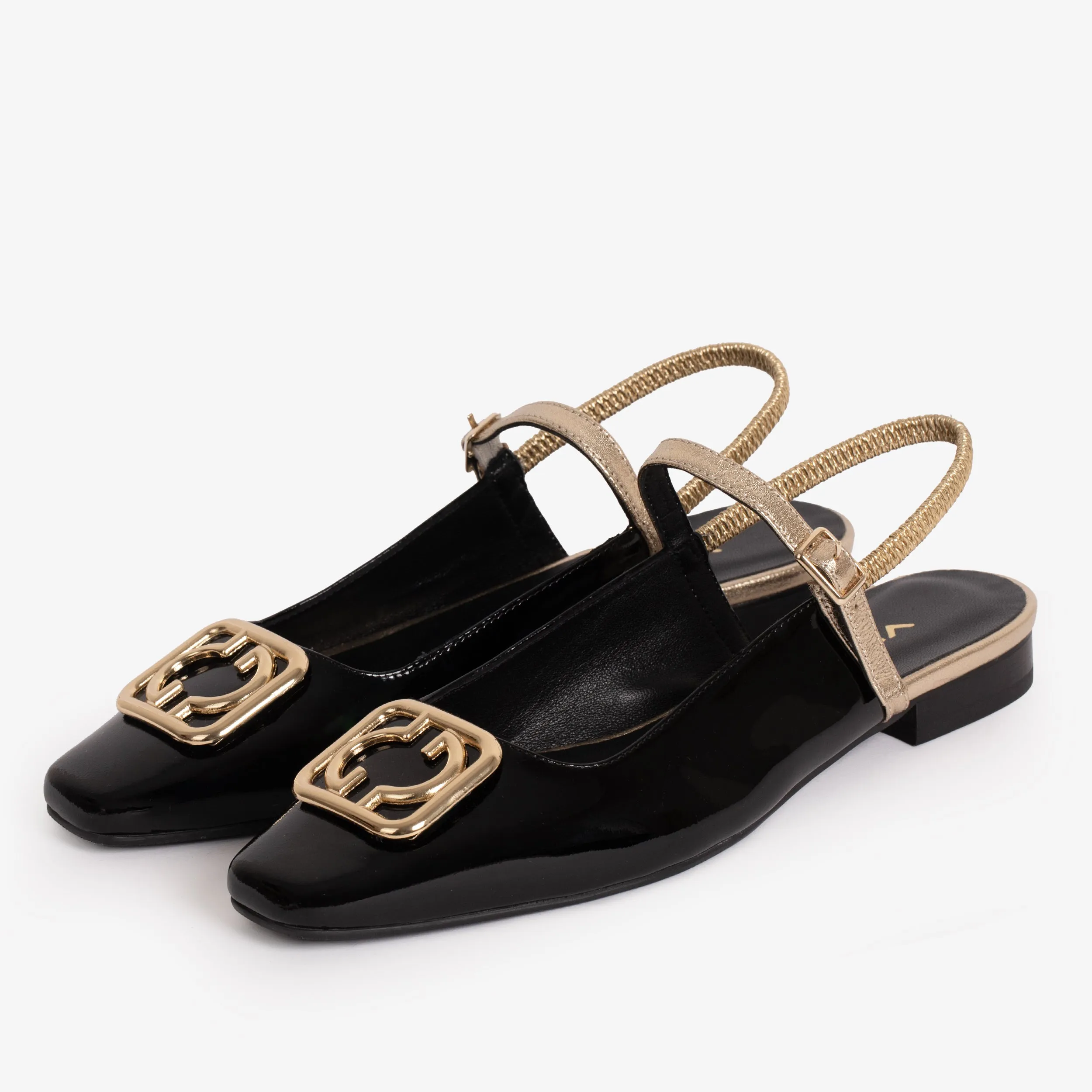 The Rosalinda Black Leather Women Flat Slingback Shoe Day To Night