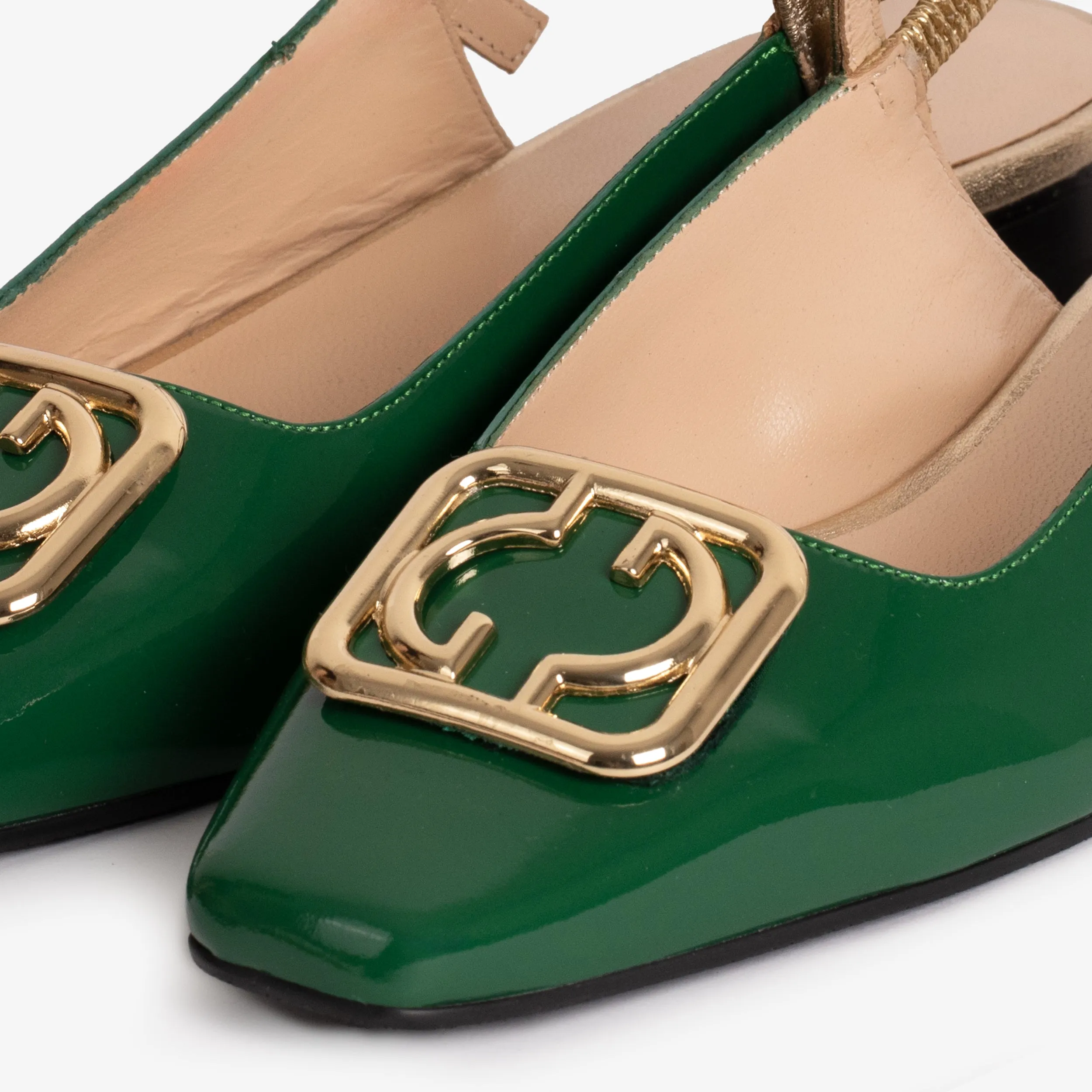 The Rosalinda Green Patent Leather Women Flat Slingback Shoe Quick Style