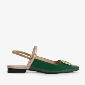The Rosalinda Green Patent Leather Women Flat Slingback Shoe Open Fest Gallery Visit