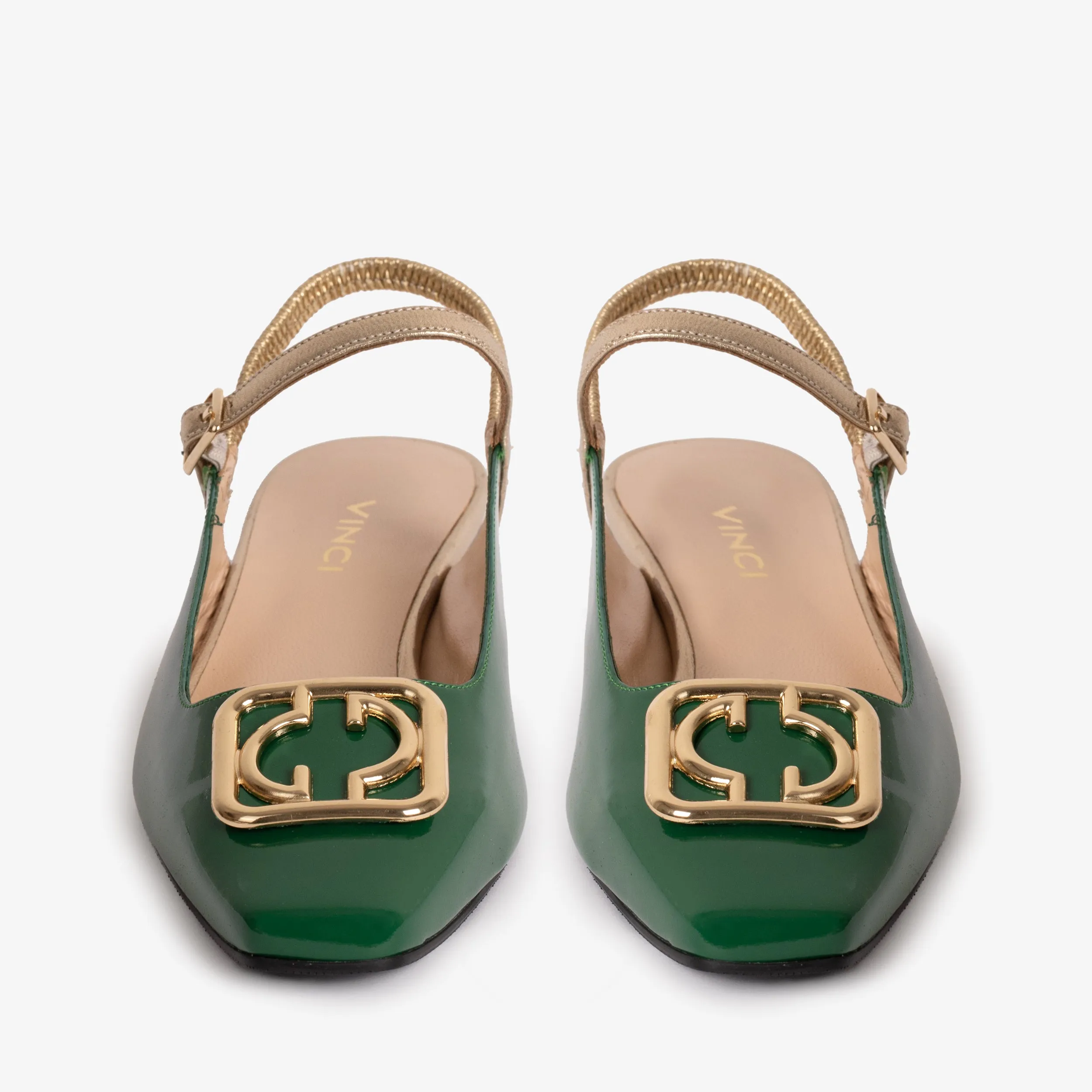 The Rosalinda Green Patent Leather Women Flat Slingback Shoe Quick Style