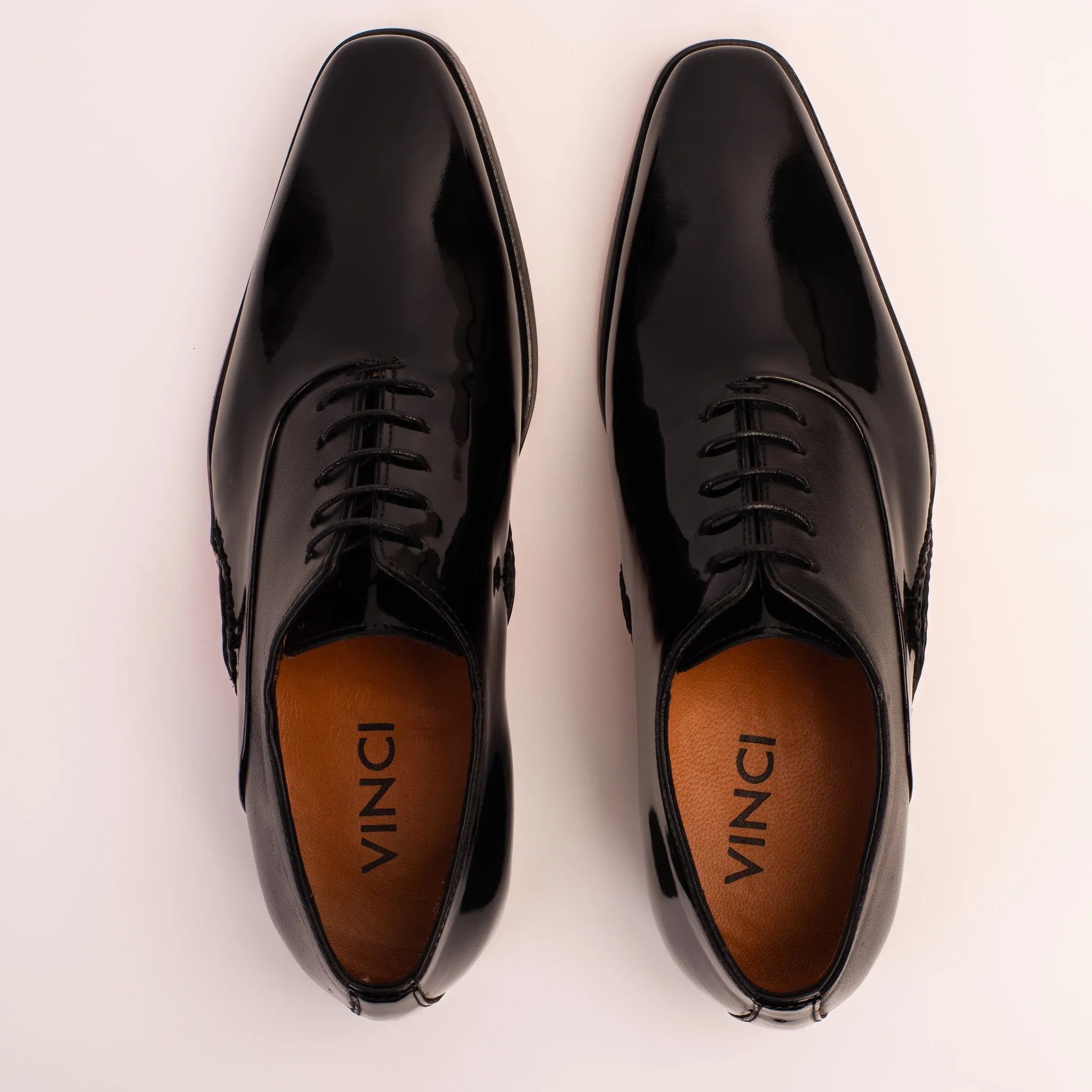 The Royal Hand Craft Black Patent Leather Plain Toe Oxford Men Shoe Omni-Terrain