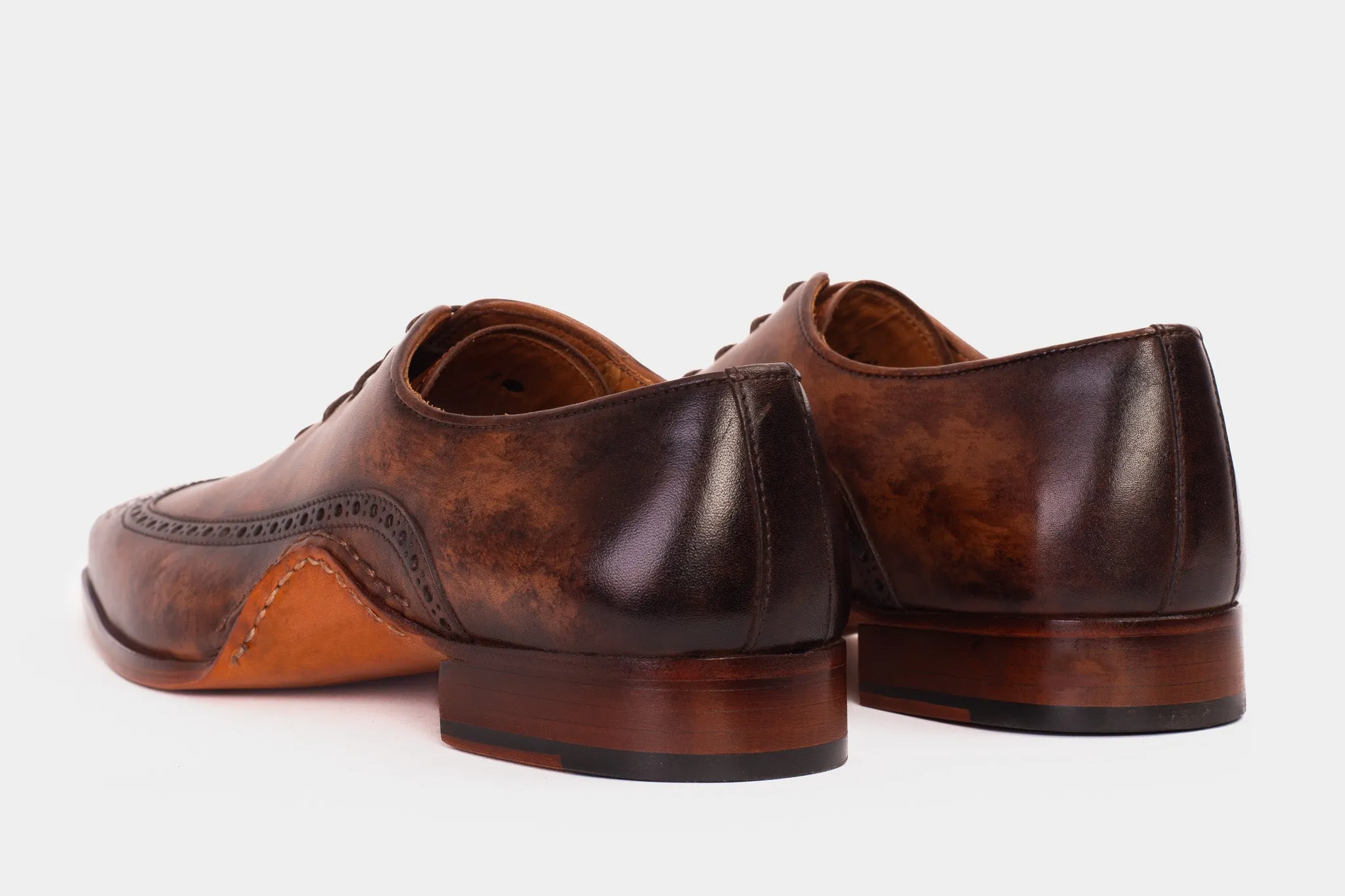 The Royal Hand Craft Brown Wingtip Oxford Men Shoe Business-Core