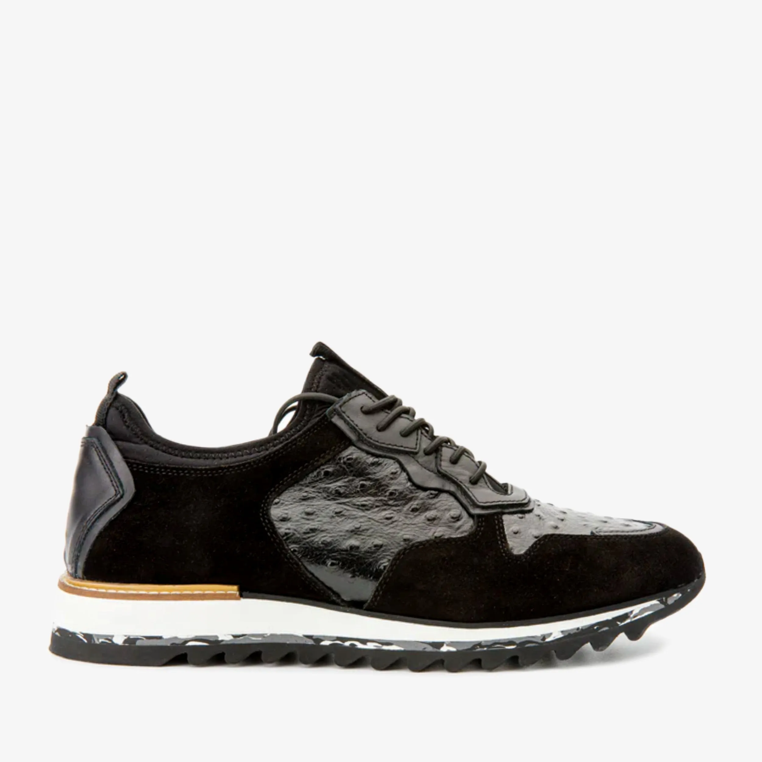 Hiking Mood Fashion Glow The Sopez Black Leather Men Sneaker