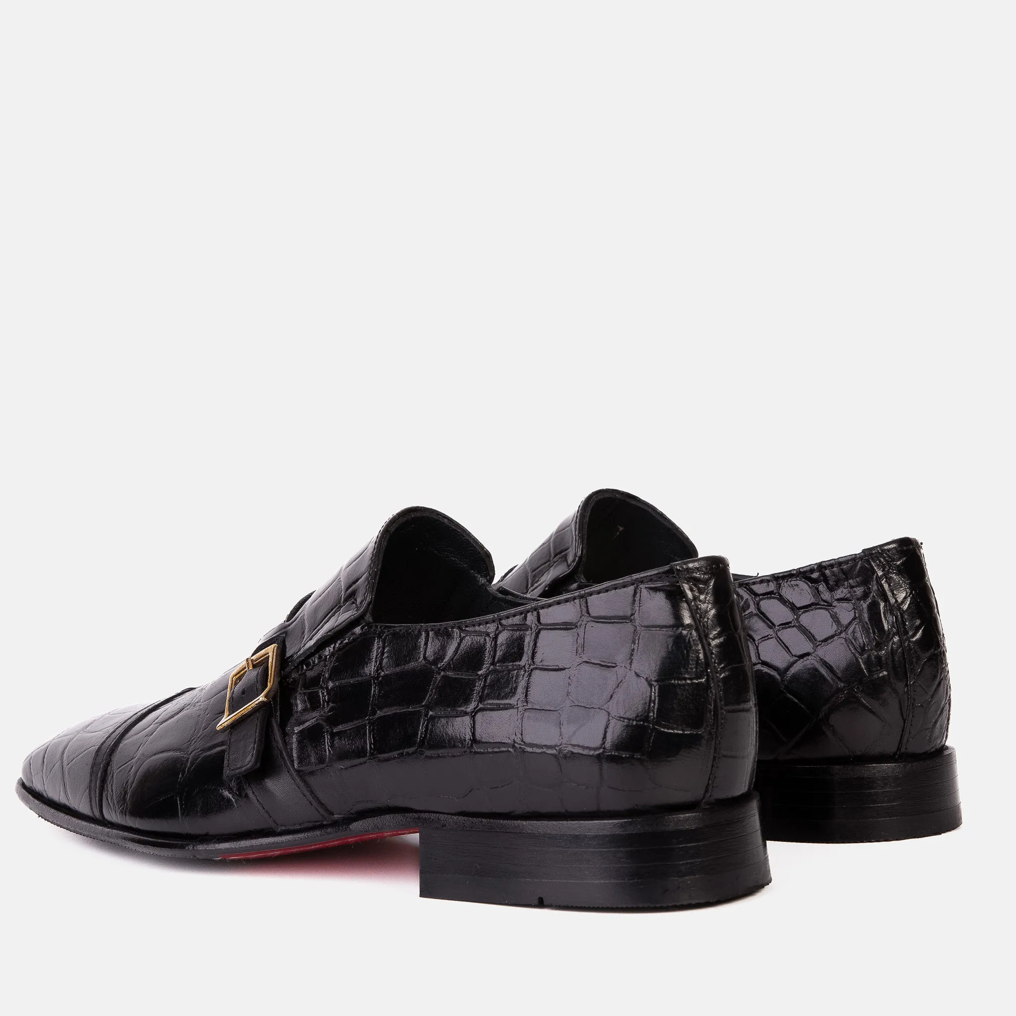 The Strat Single Monk Strap Cap Toe Black Leather Handmade Men Shoe Timeless-Core
