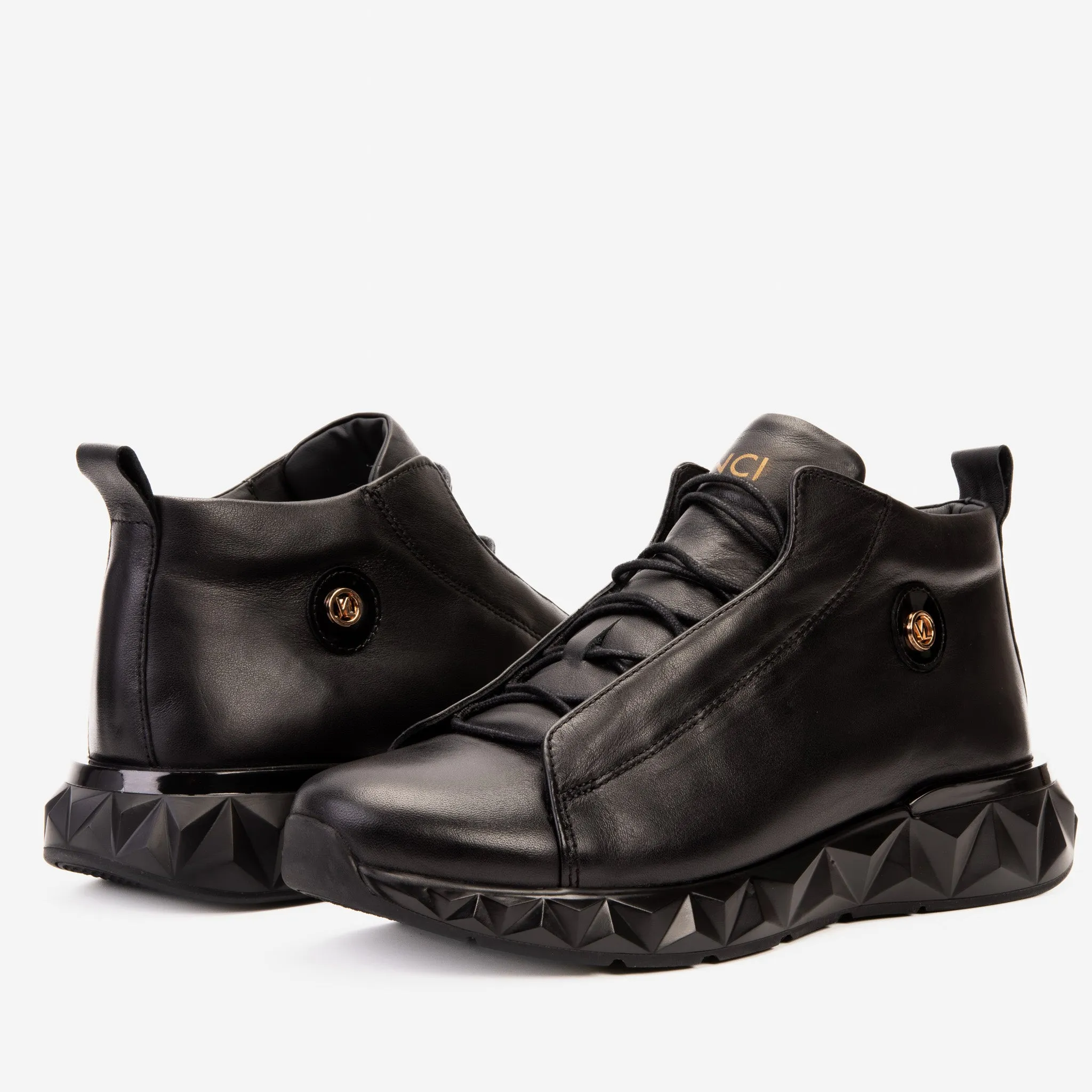 The Vertex Black Leather Men's Sneaker Low-Drop-Pro