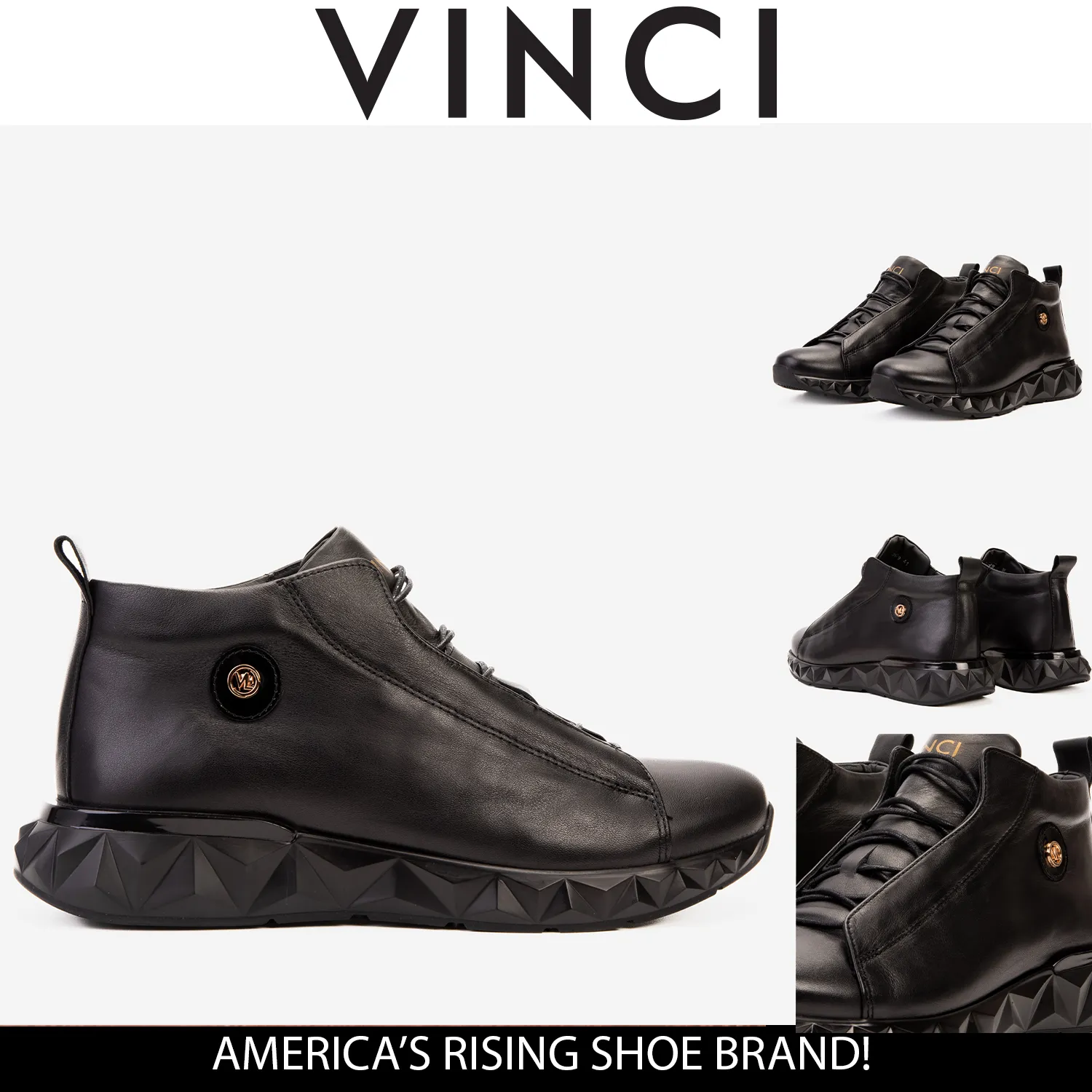 The Vertex Black Leather Men's Sneaker Low-Drop-Pro
