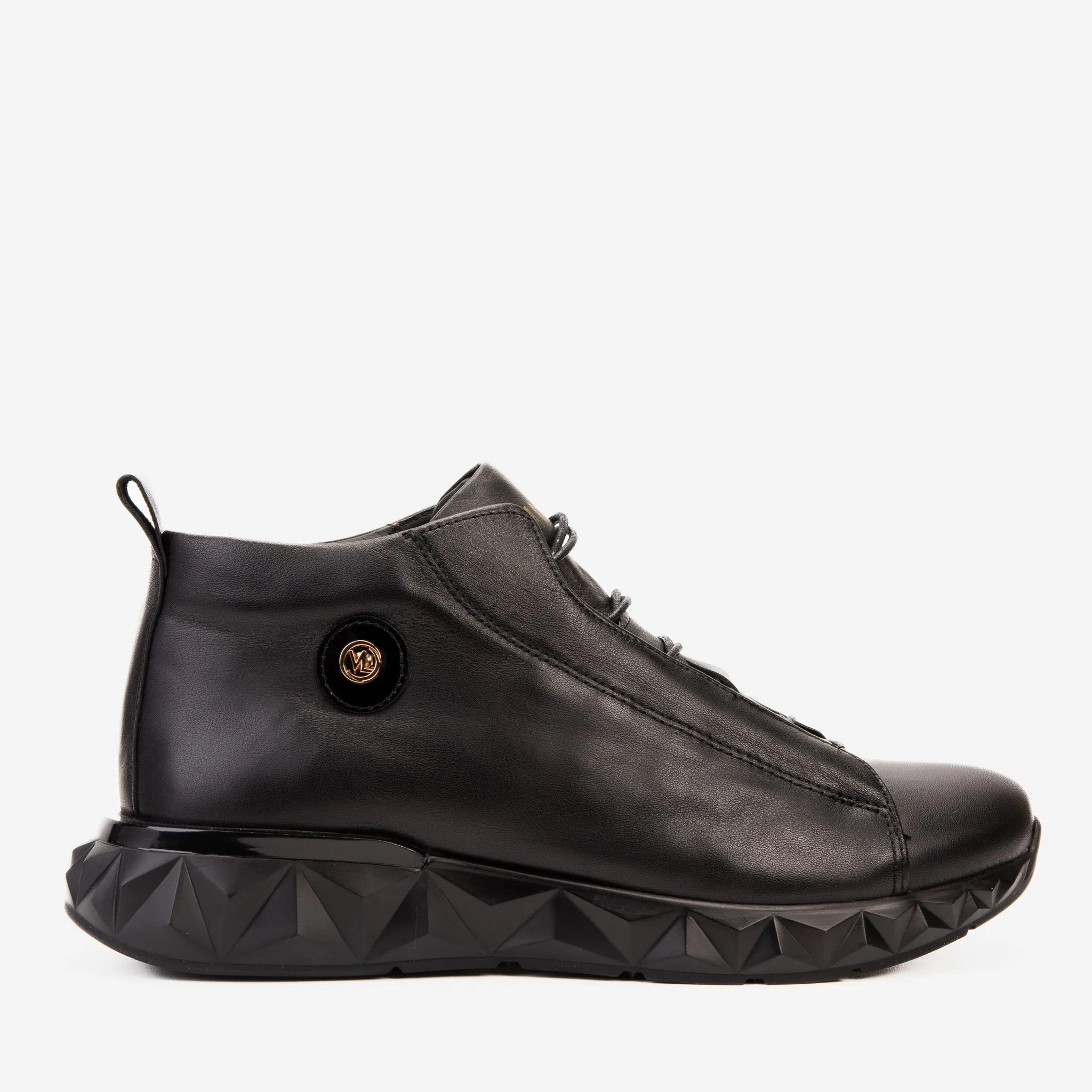 The Vertex Black Leather Men's Sneaker Petite Fit