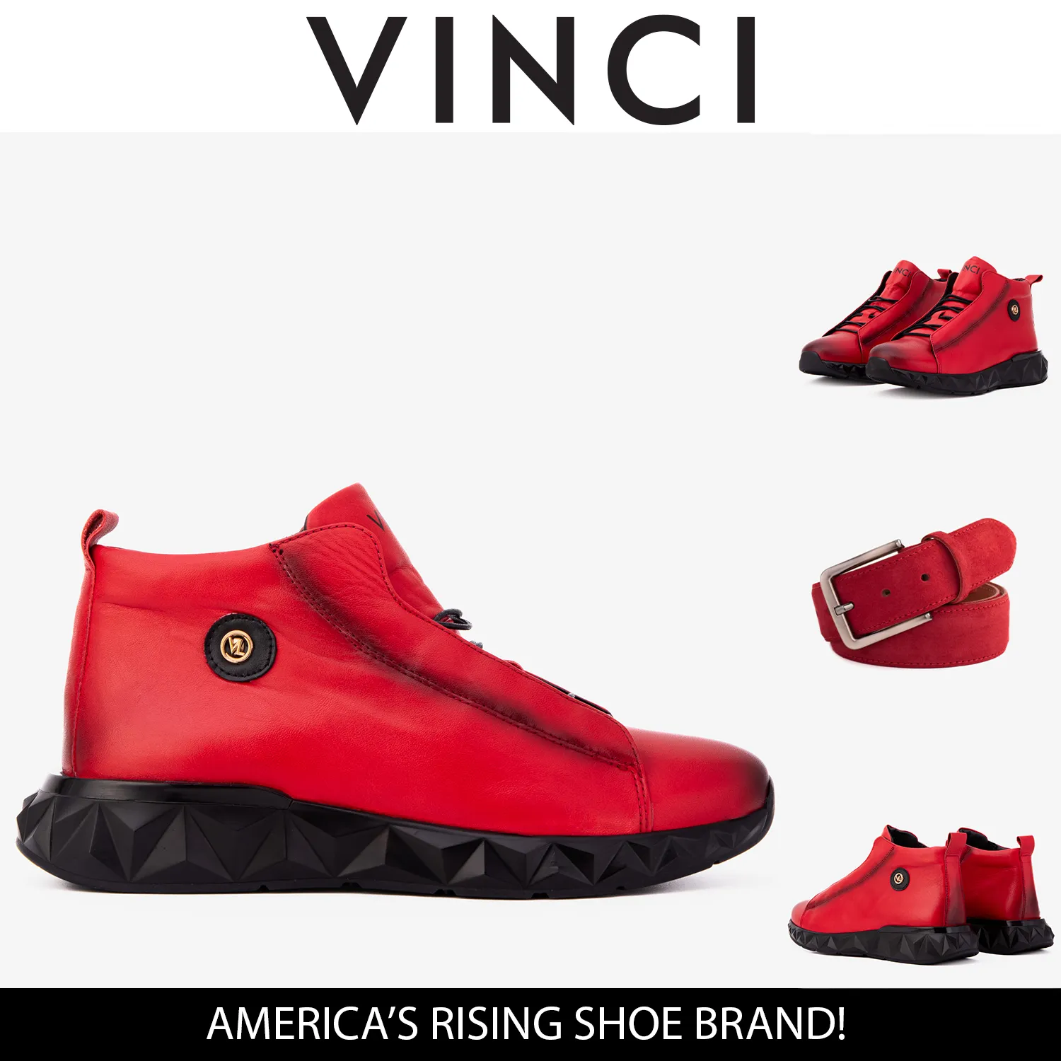 The Vertex Red Leather Men's Sneaker Form-Lock