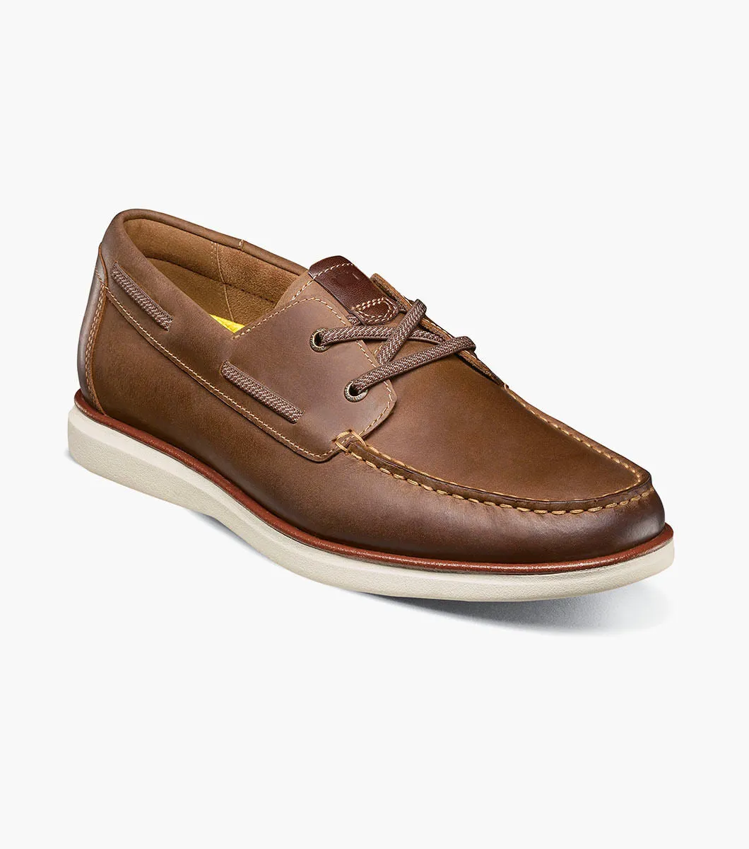 Timeless Appeal Tropics Moc Toe Elastic Lace Boat Shoe-Brown CH | Florsheim