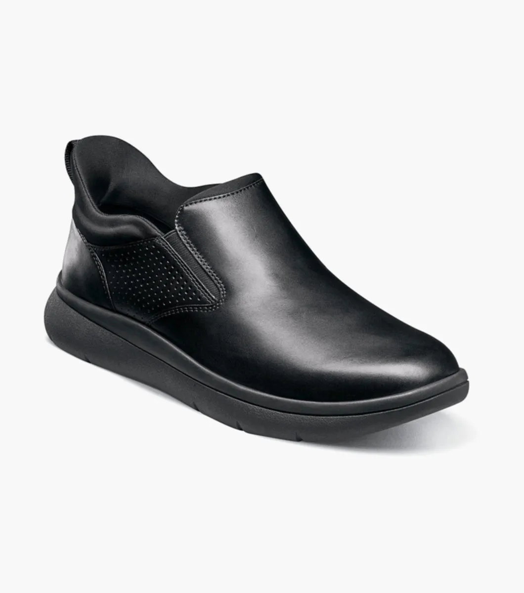 Timeless Style Fleet Plain Toe Slip On Sneaker-Black Smooth | Florsheim