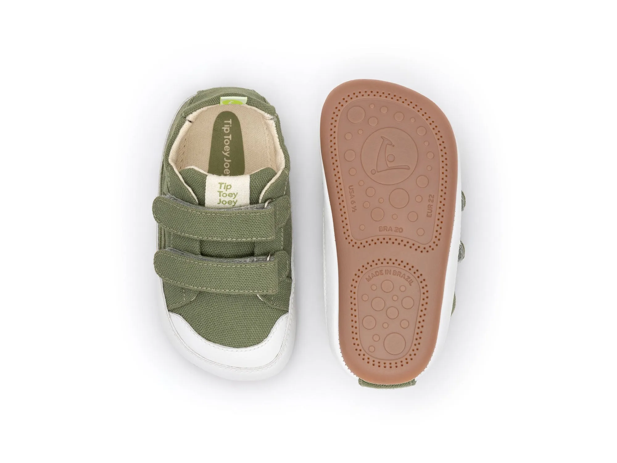 Tip Toey Joey Boy's and Girl's Bossy Green Sneakers - Lona Verde Pistache TPU Outsole