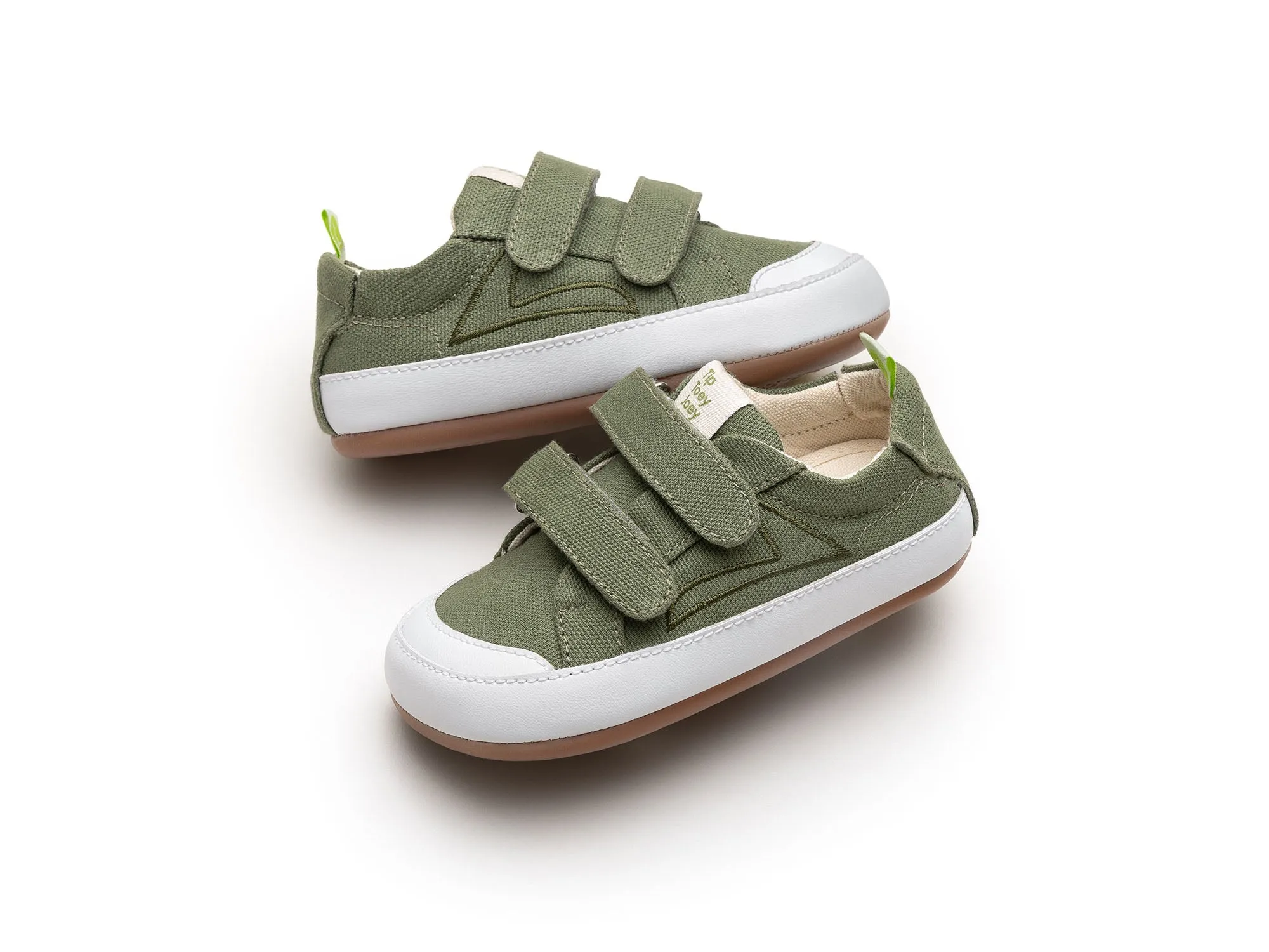 Tip Toey Joey Boy's and Girl's Bossy Green Sneakers - Lona Verde Pistache TPU Outsole