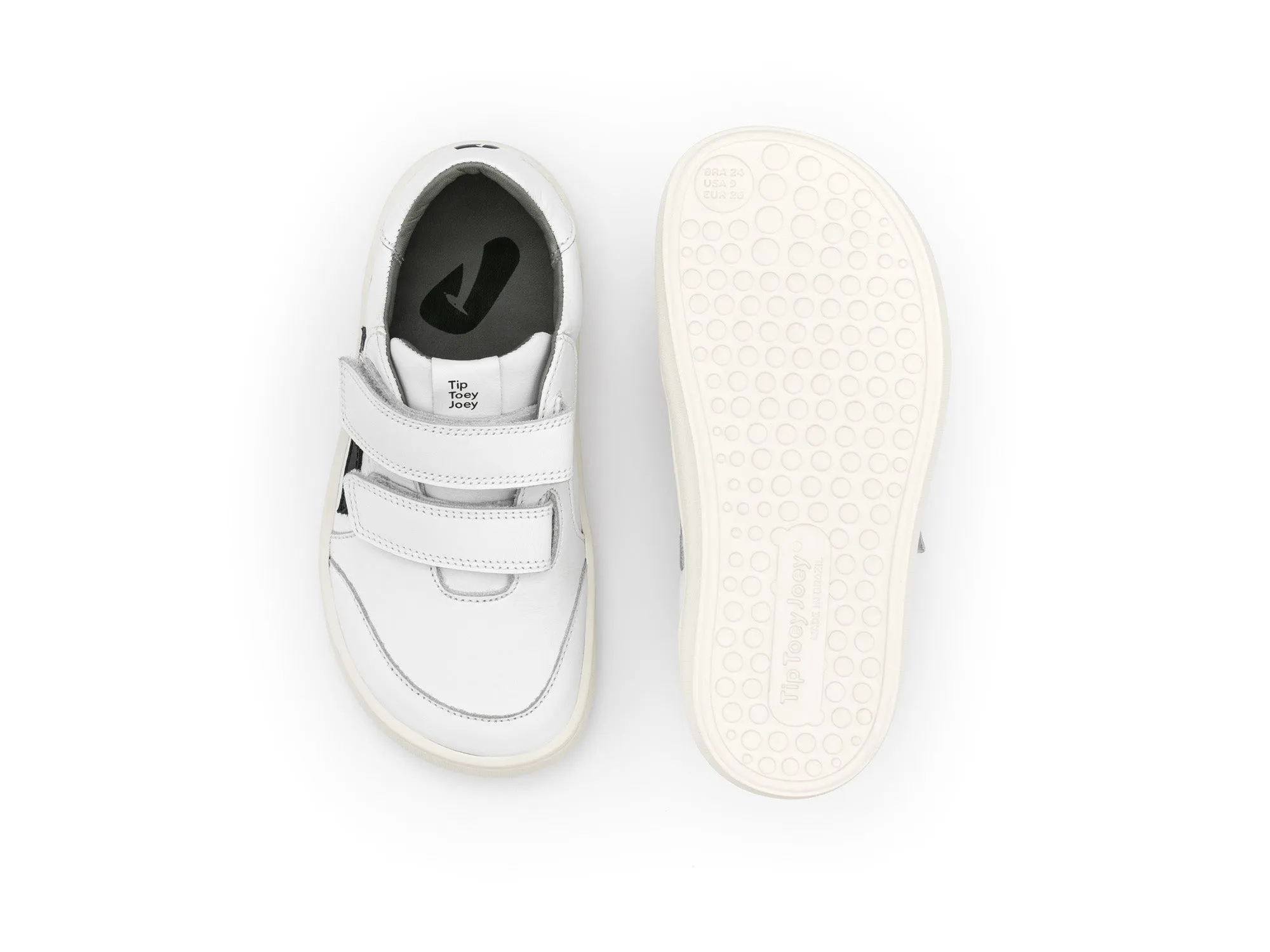 Tip Toey Joey Boy's And Girl's Landy Sneakers - White / Black Wide fit