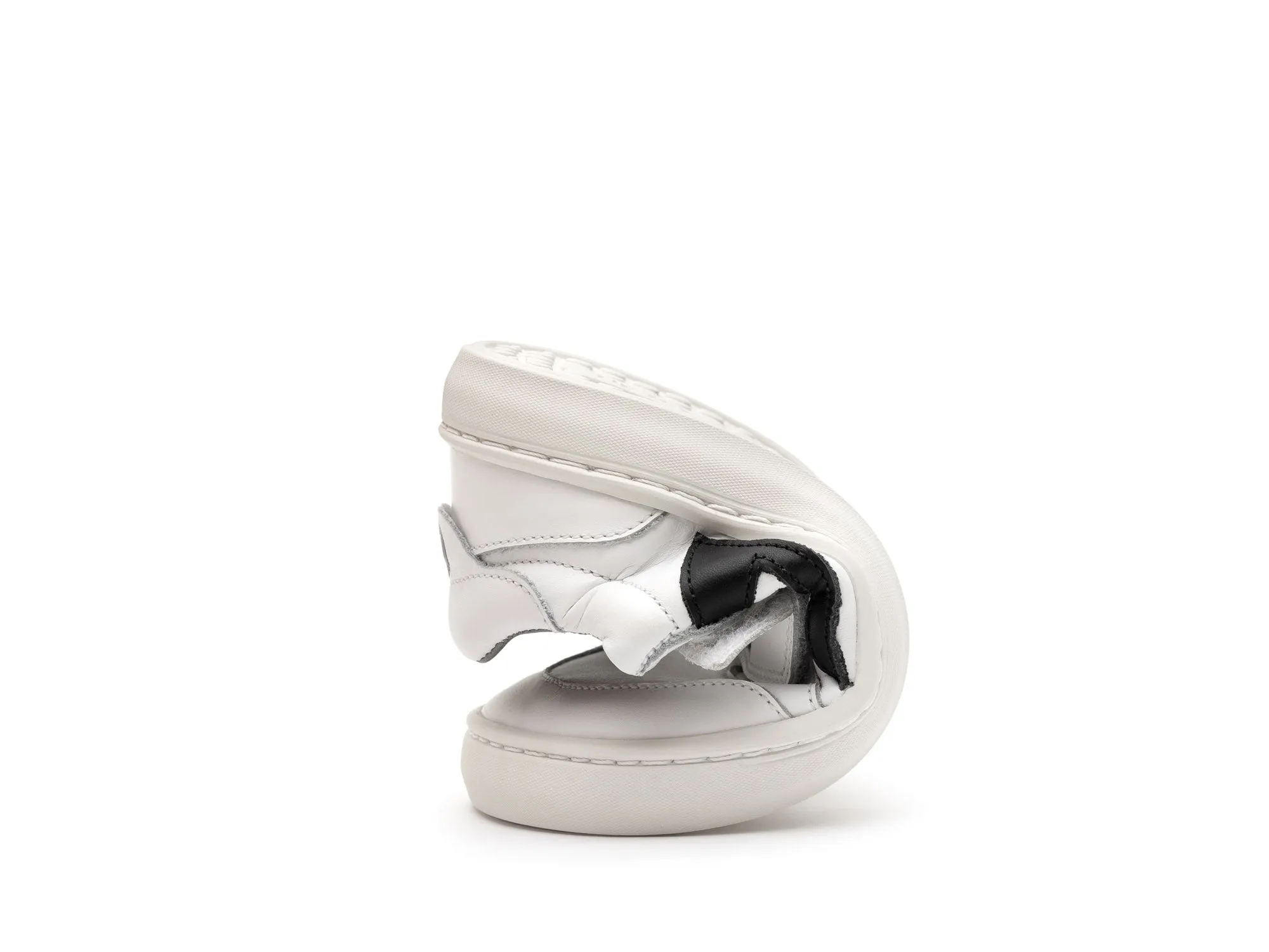 Tip Toey Joey Boy's And Girl's Landy Sneakers - White / Black Wide fit