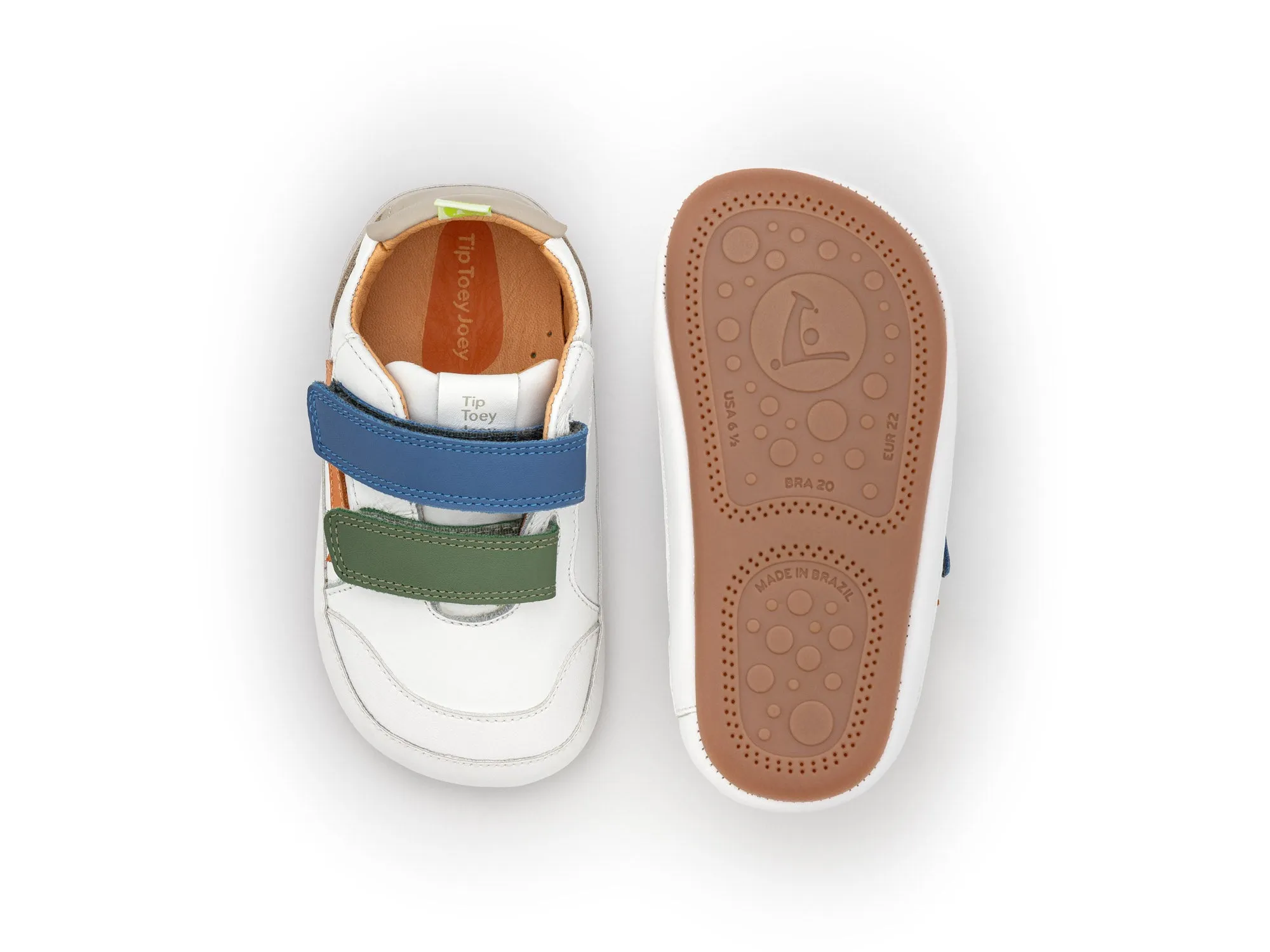 Tip Toey Joey Boy's And Girl's Landy Sneakers - White / Salsa / Blue Tang Cool Kids