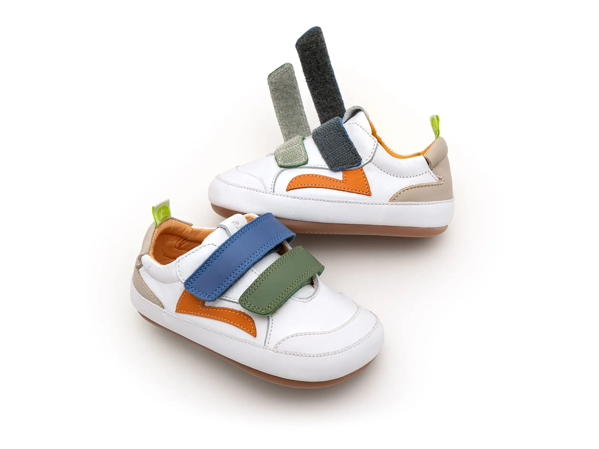 Tip Toey Joey Boy's And Girl's Landy Sneakers - White / Salsa / Blue Tang Cool Kids